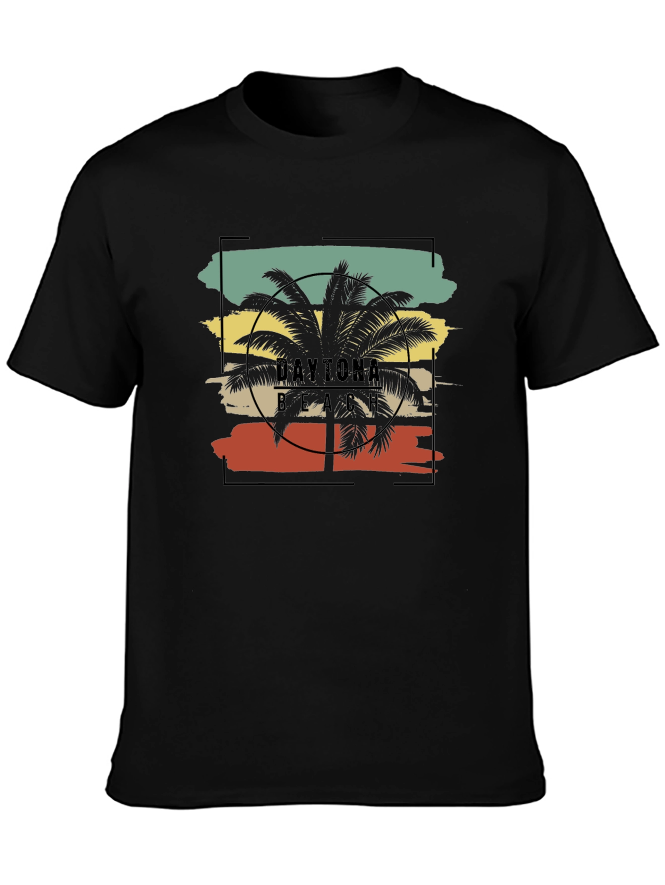 Daytona Beach Palm Tree Black T-Shirt