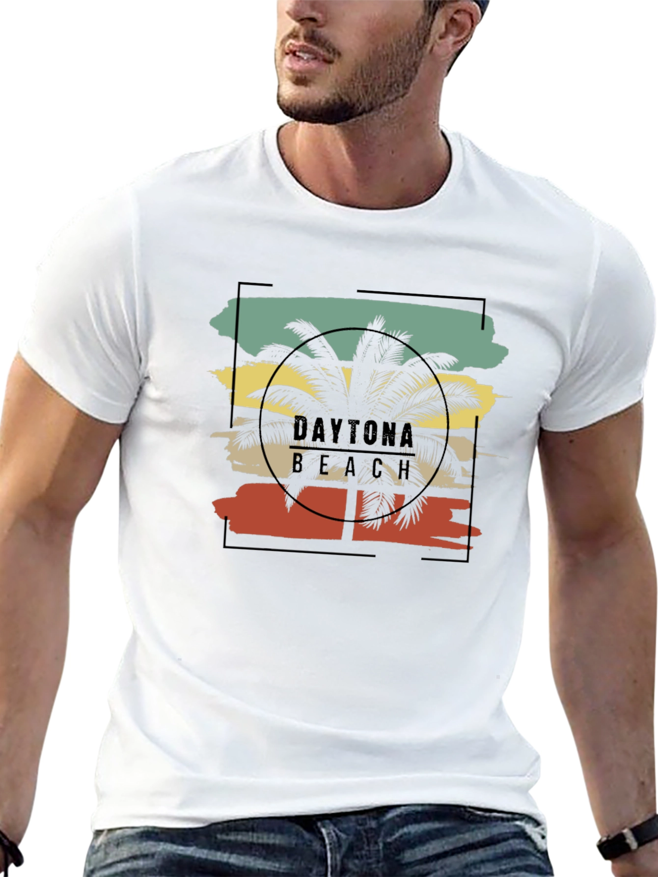 Daytona Beach Palm Tree Black T-Shirt