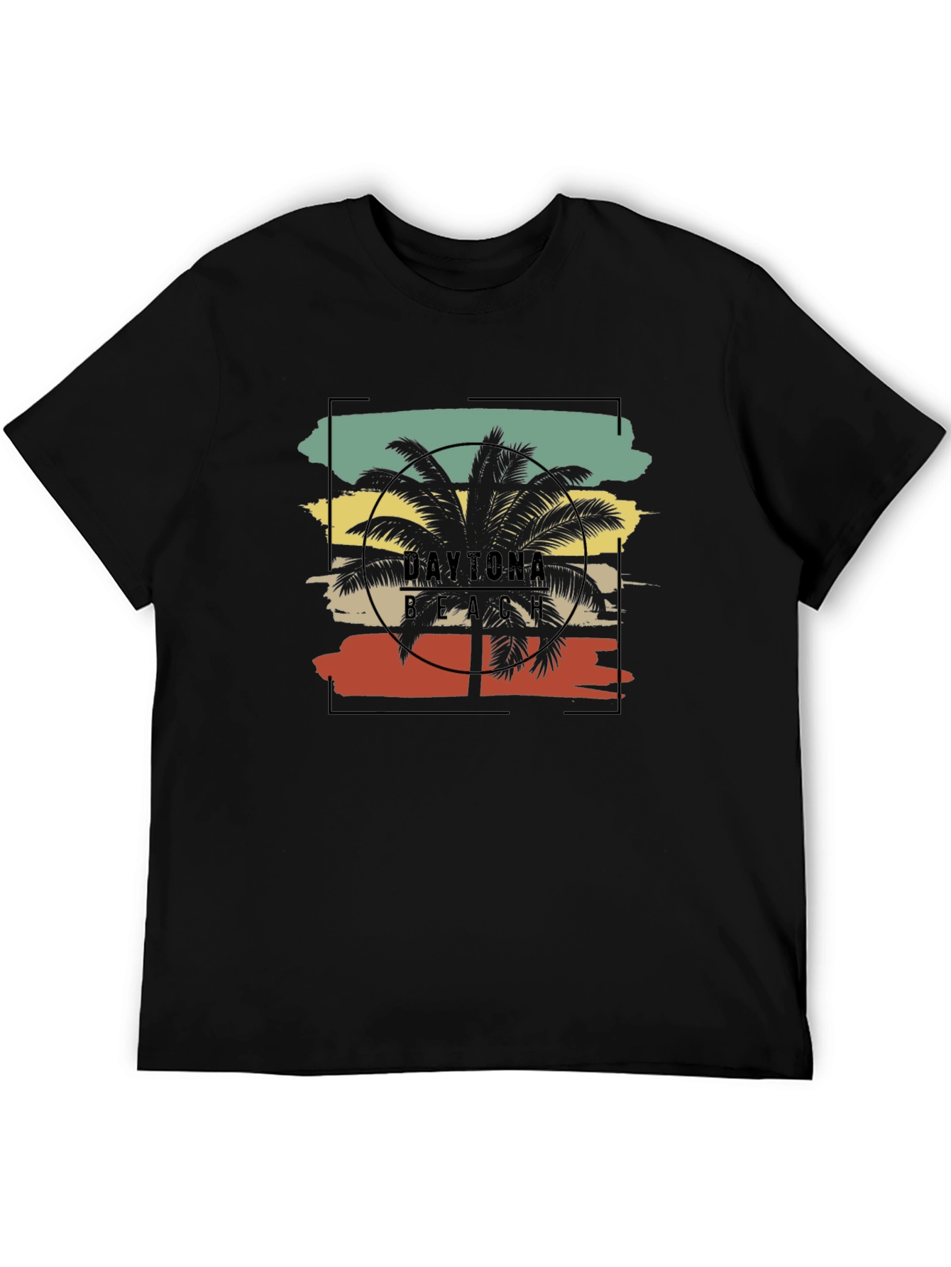Daytona Beach Palm Tree Black T-Shirt