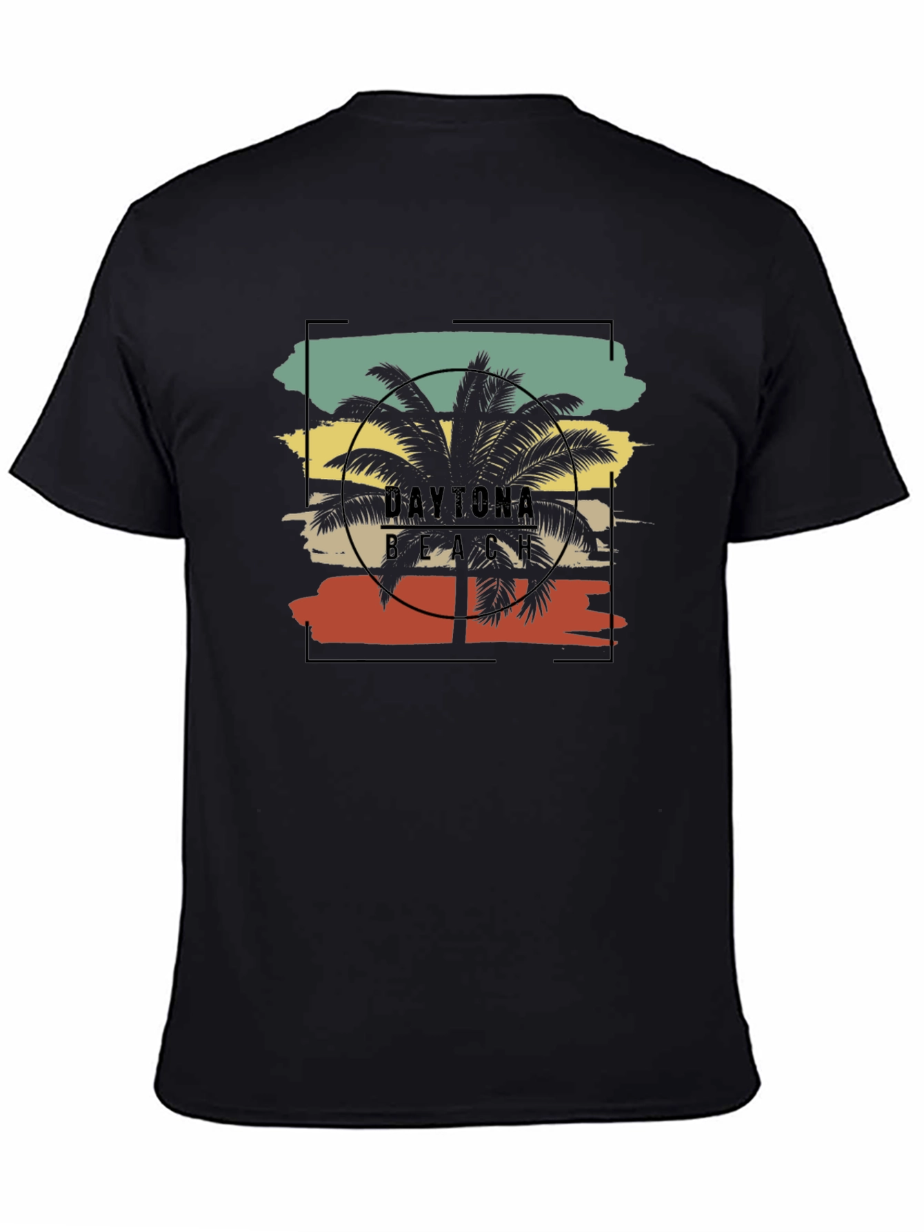 Daytona Beach Palm Tree Black T-Shirt