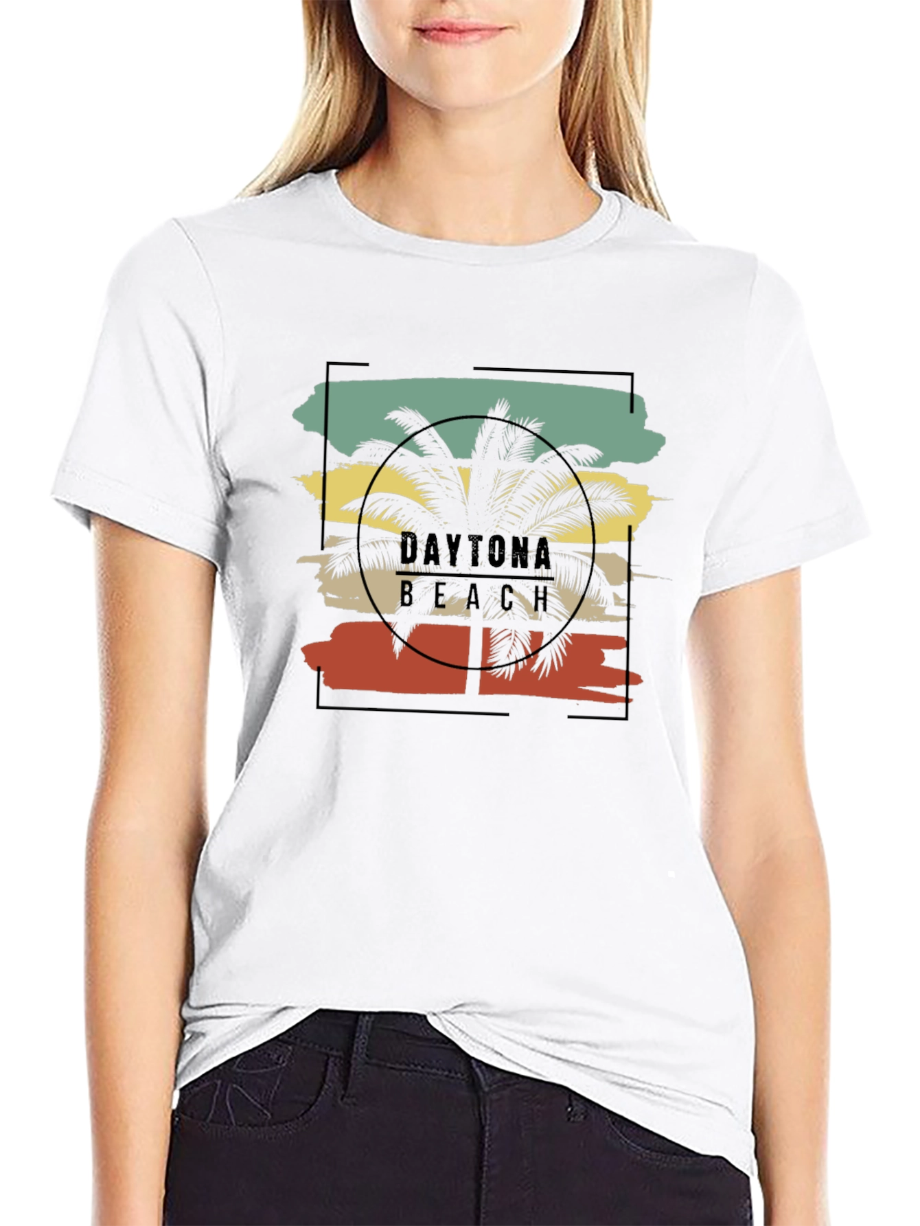 Daytona Beach Palm Tree Black T-Shirt