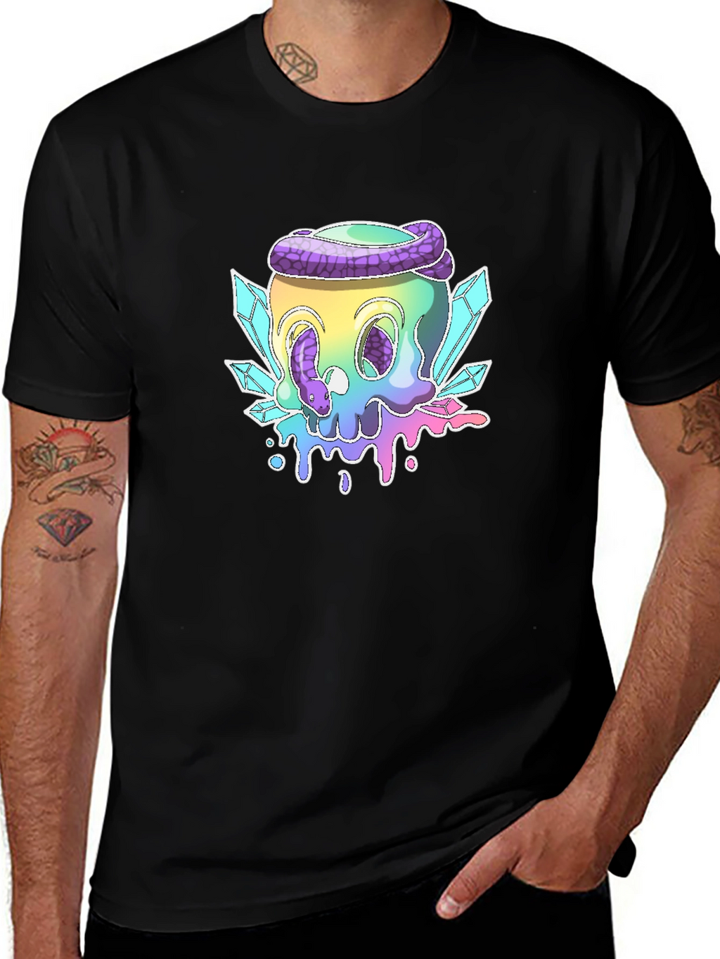 Skull & Snake Graphic Tee - Black