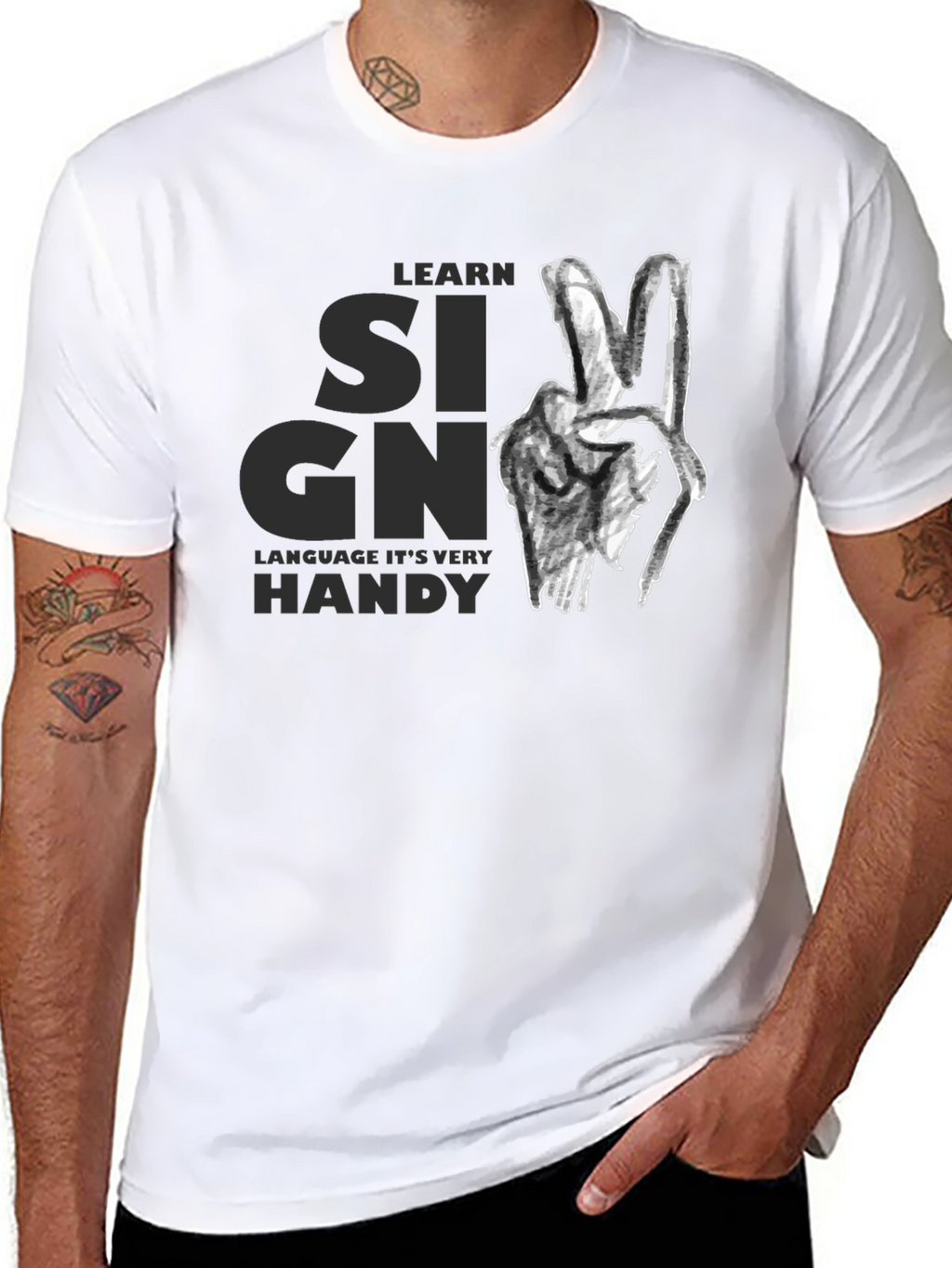 Learn Sign Language Graphic Tee - Black