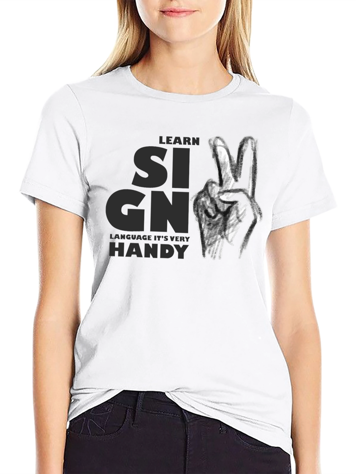 Learn Sign Language Graphic Tee - Black