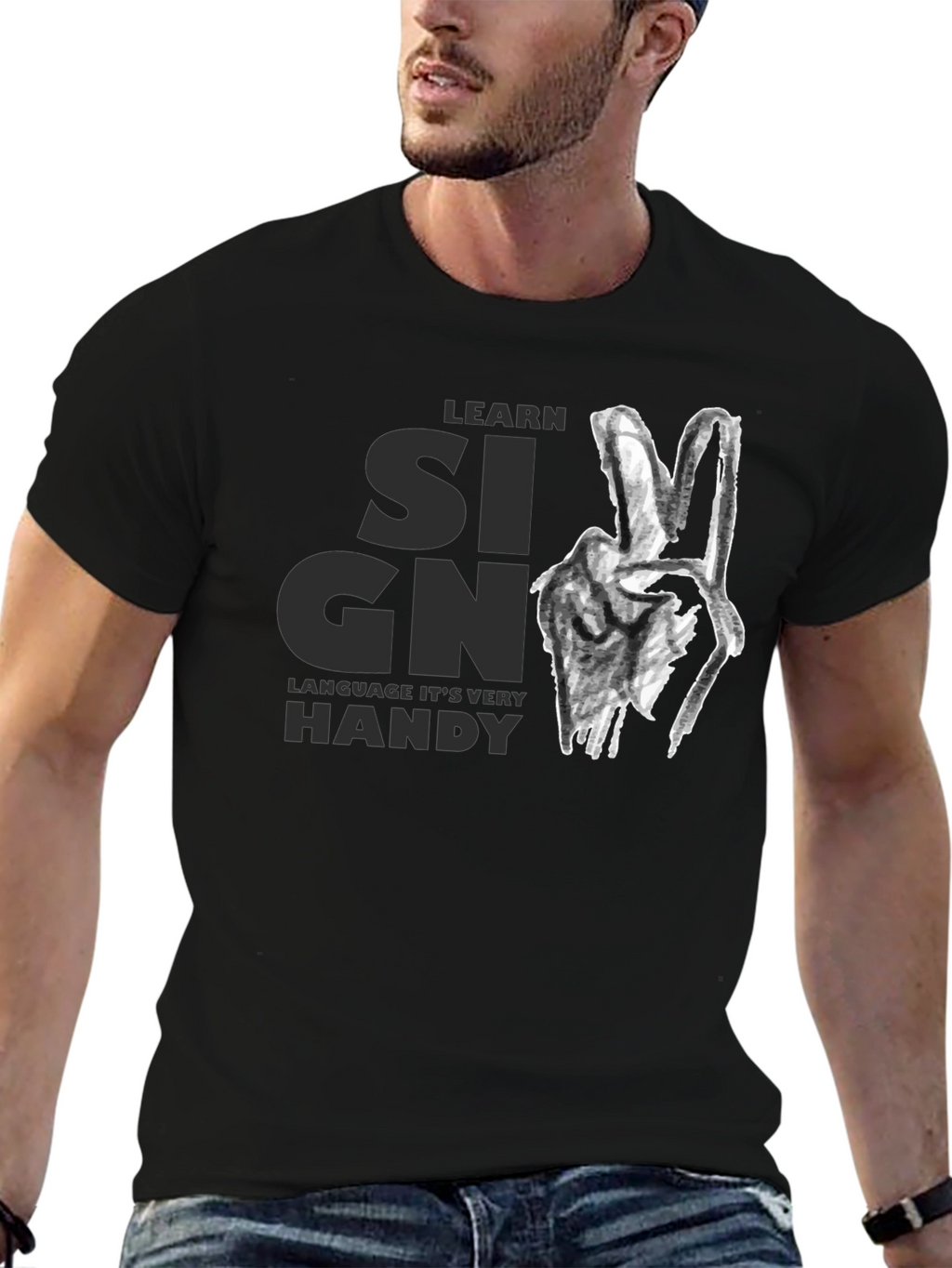 Learn Sign Language Graphic Tee - Black