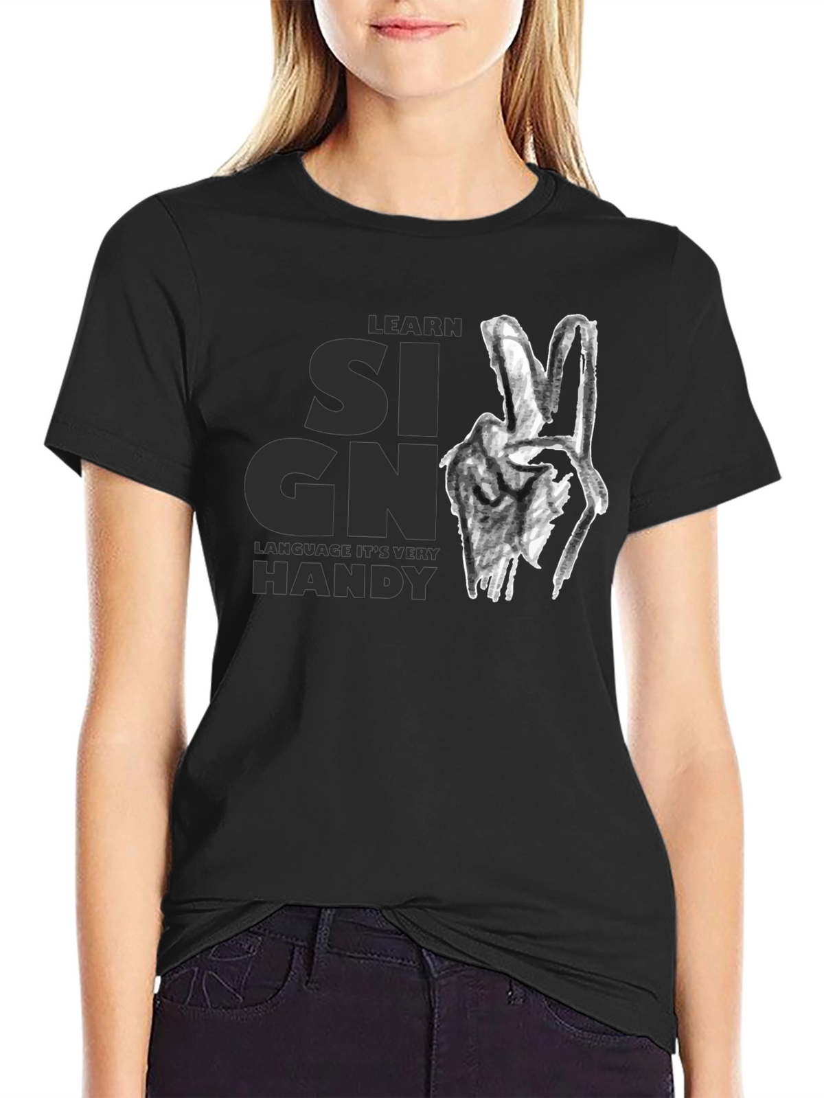 Learn Sign Language Graphic Tee - Black