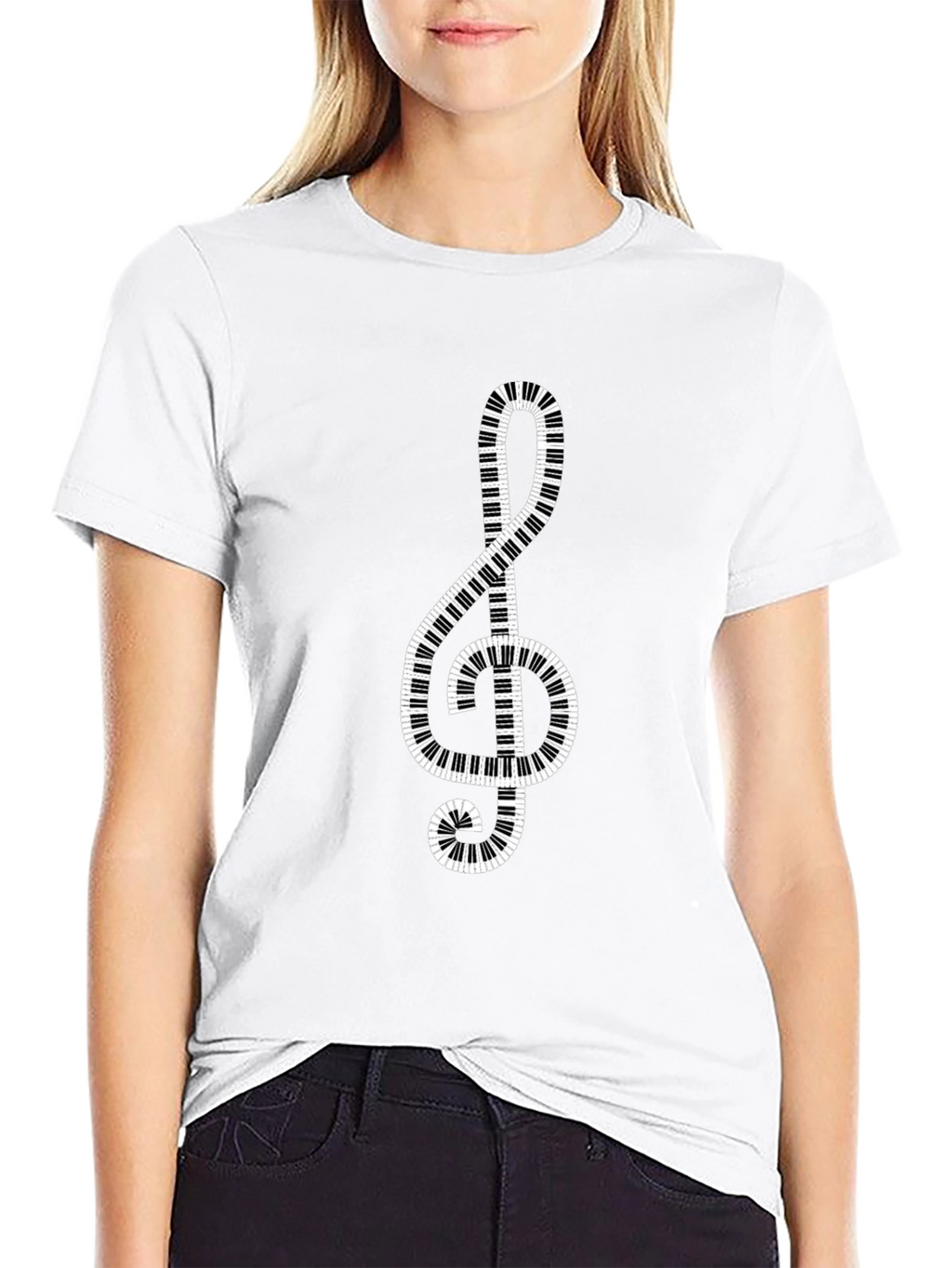 Music Lovers Treble Clef Piano Keys Graphic T-Shirt