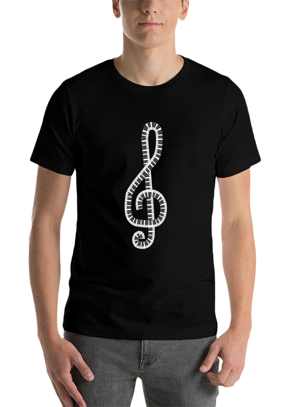 Music Lovers Treble Clef Piano Keys Graphic T-Shirt