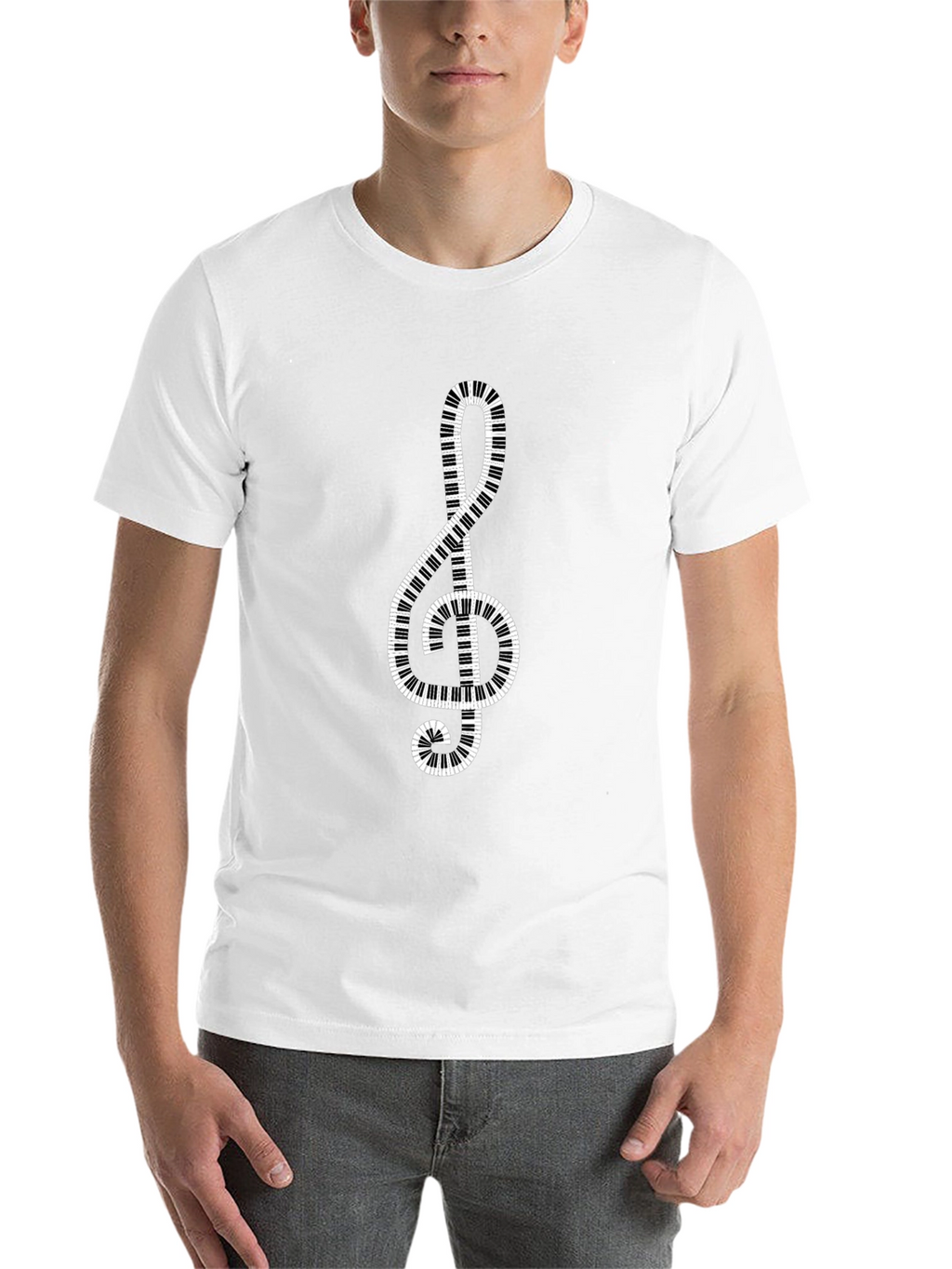Music Lovers Treble Clef Piano Keys Graphic T-Shirt