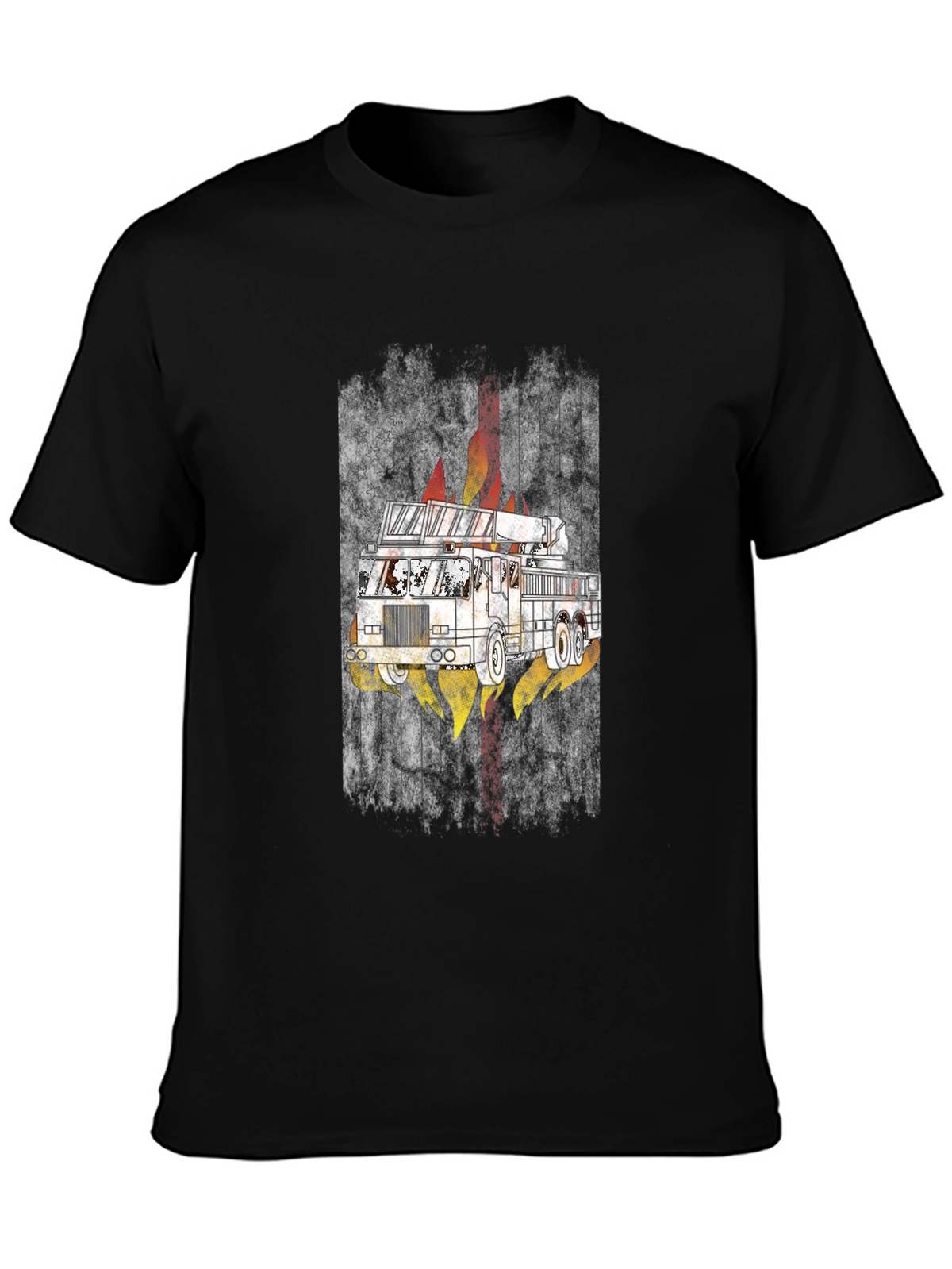 Fire Truck Graphic Tee - Mens Black T-Shirt