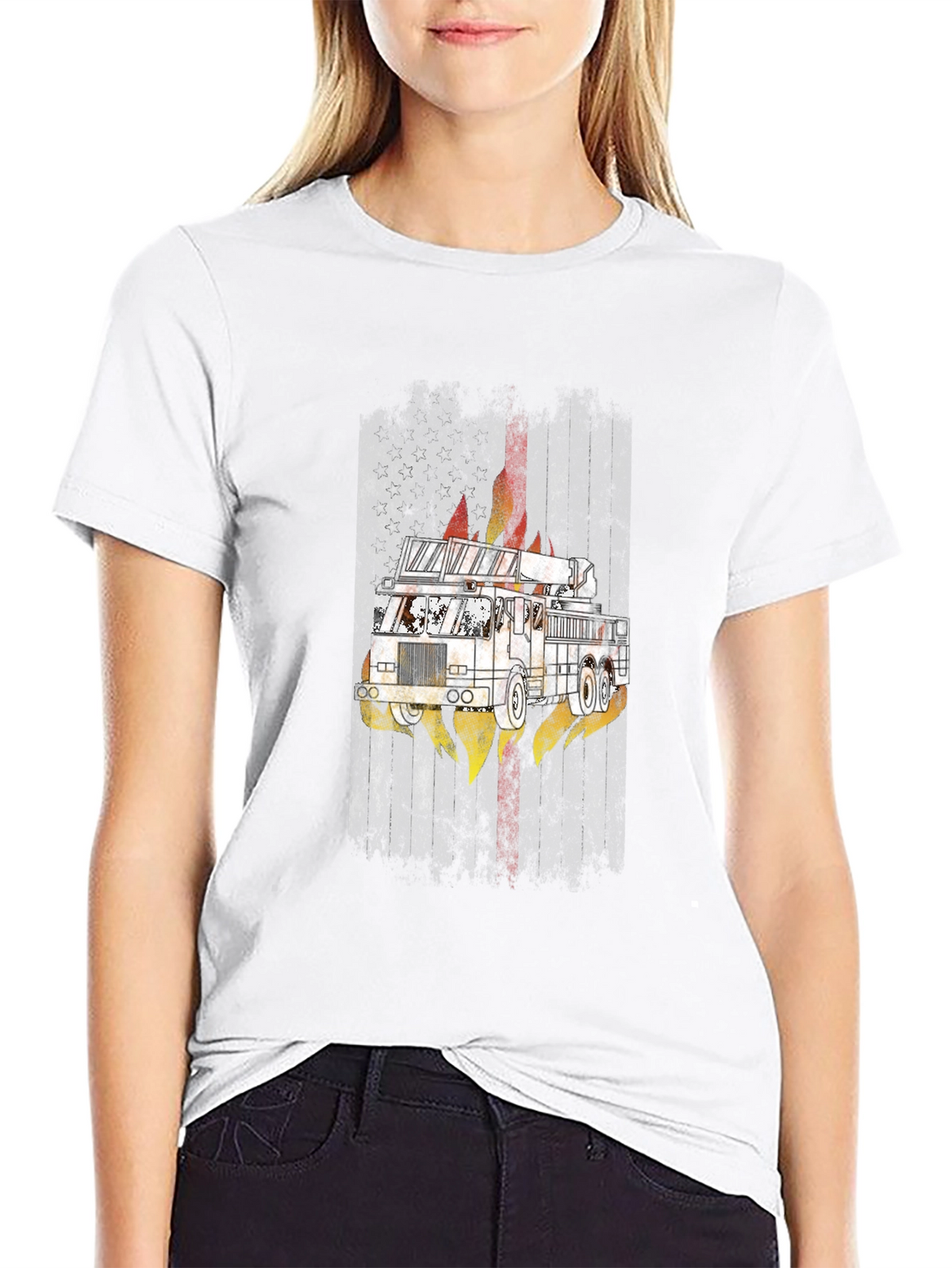 Fire Truck Graphic Tee - Mens Black T-Shirt