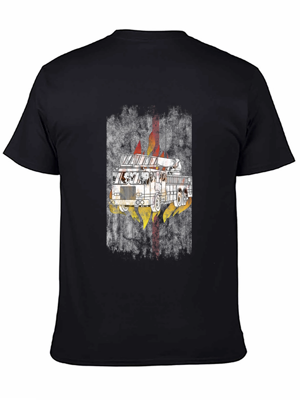Fire Truck Graphic Tee - Mens Black T-Shirt