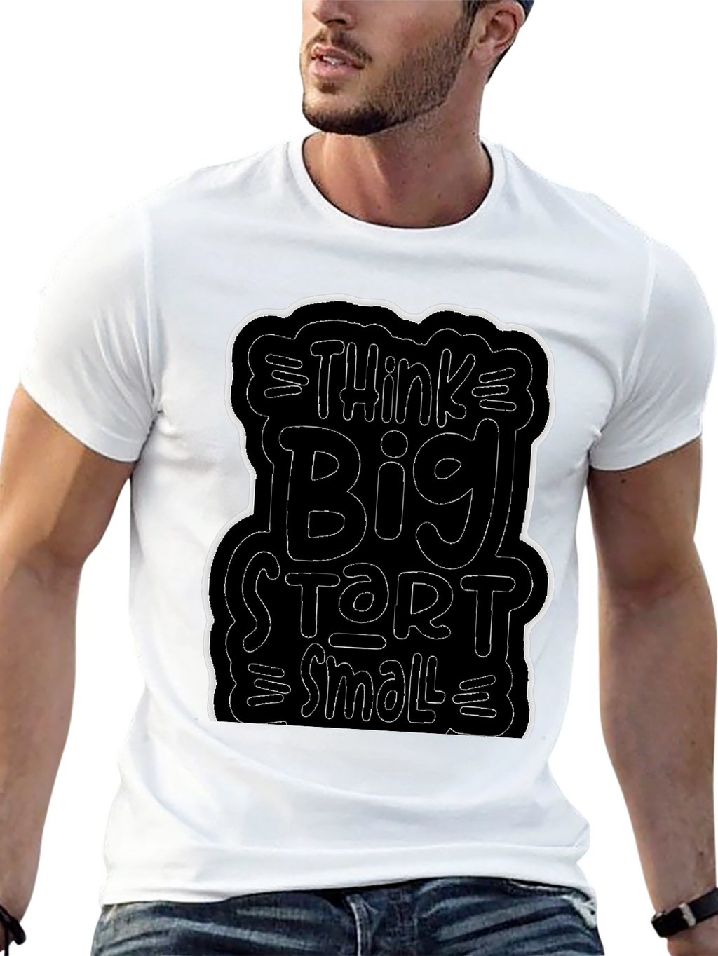 Think Big Start Small Black Graphic Tee