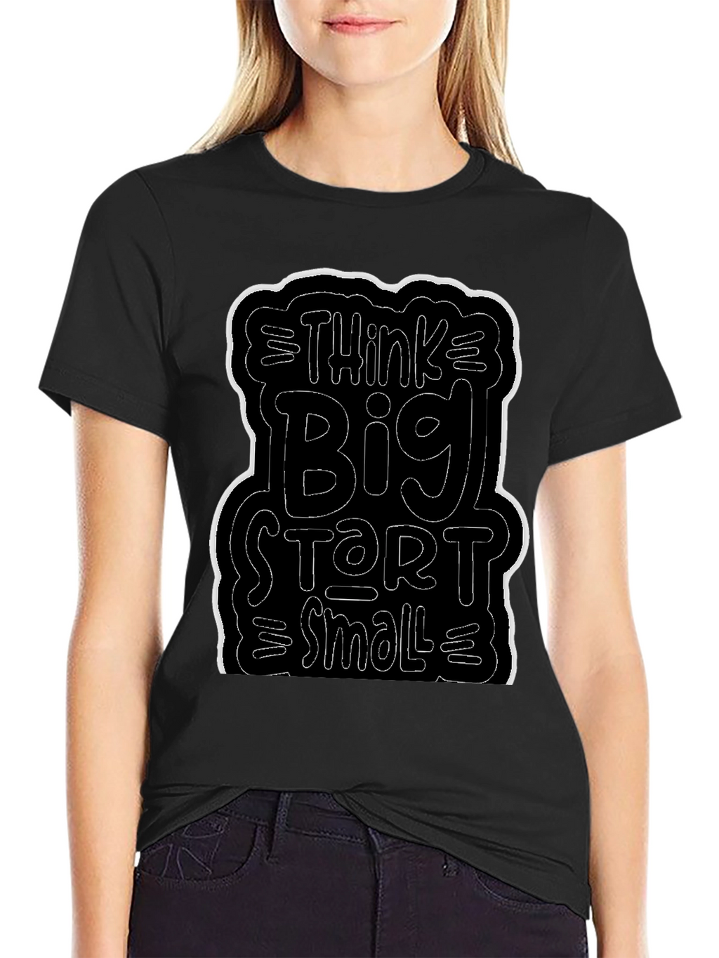 Think Big Start Small Black Graphic Tee
