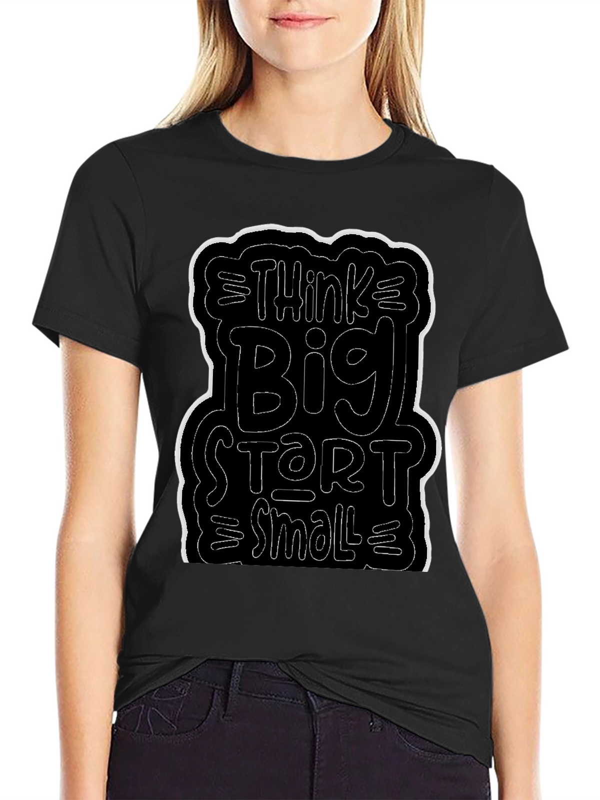 Think Big Start Small Black Graphic Tee