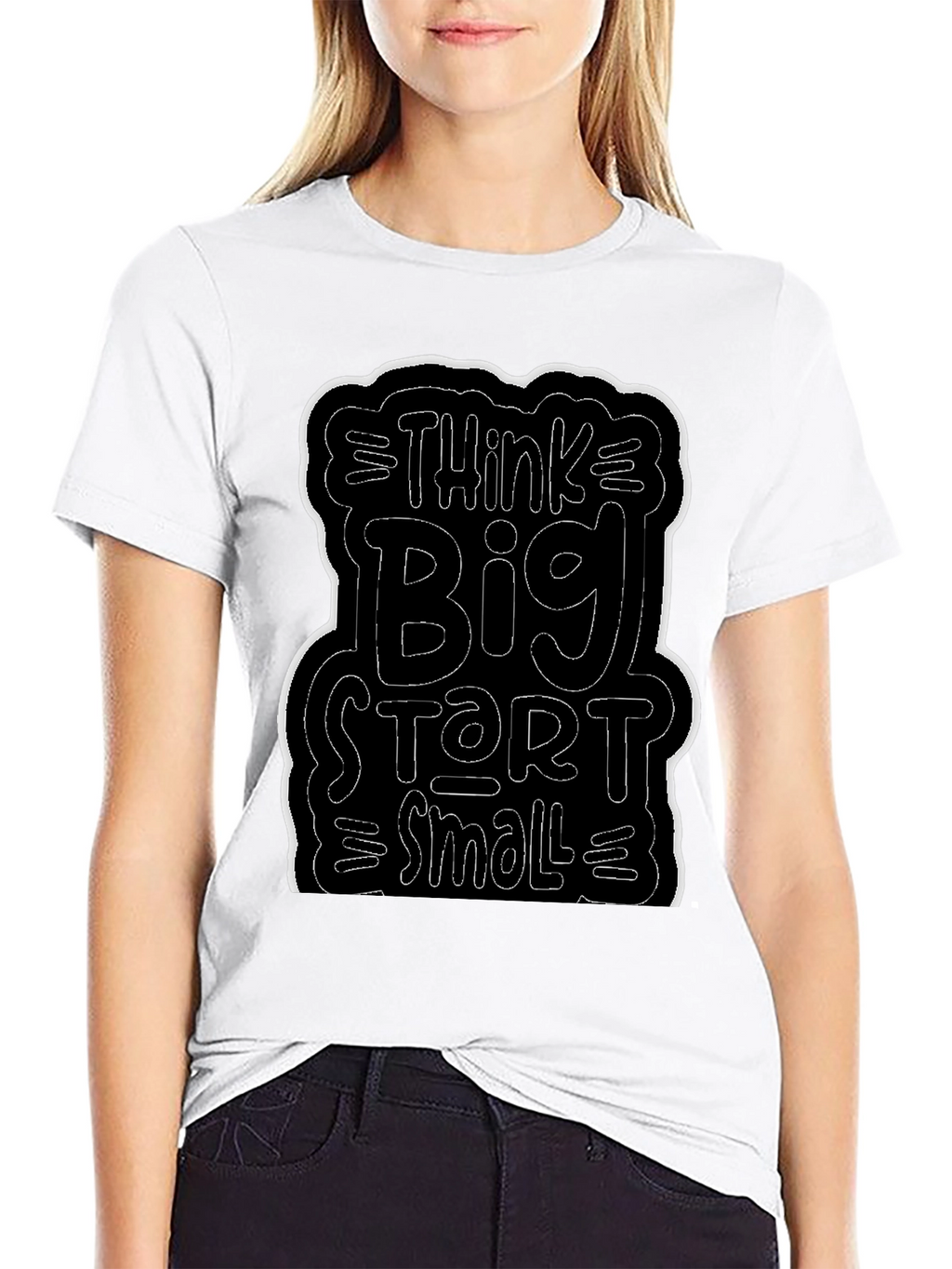 Think Big Start Small Black Graphic Tee