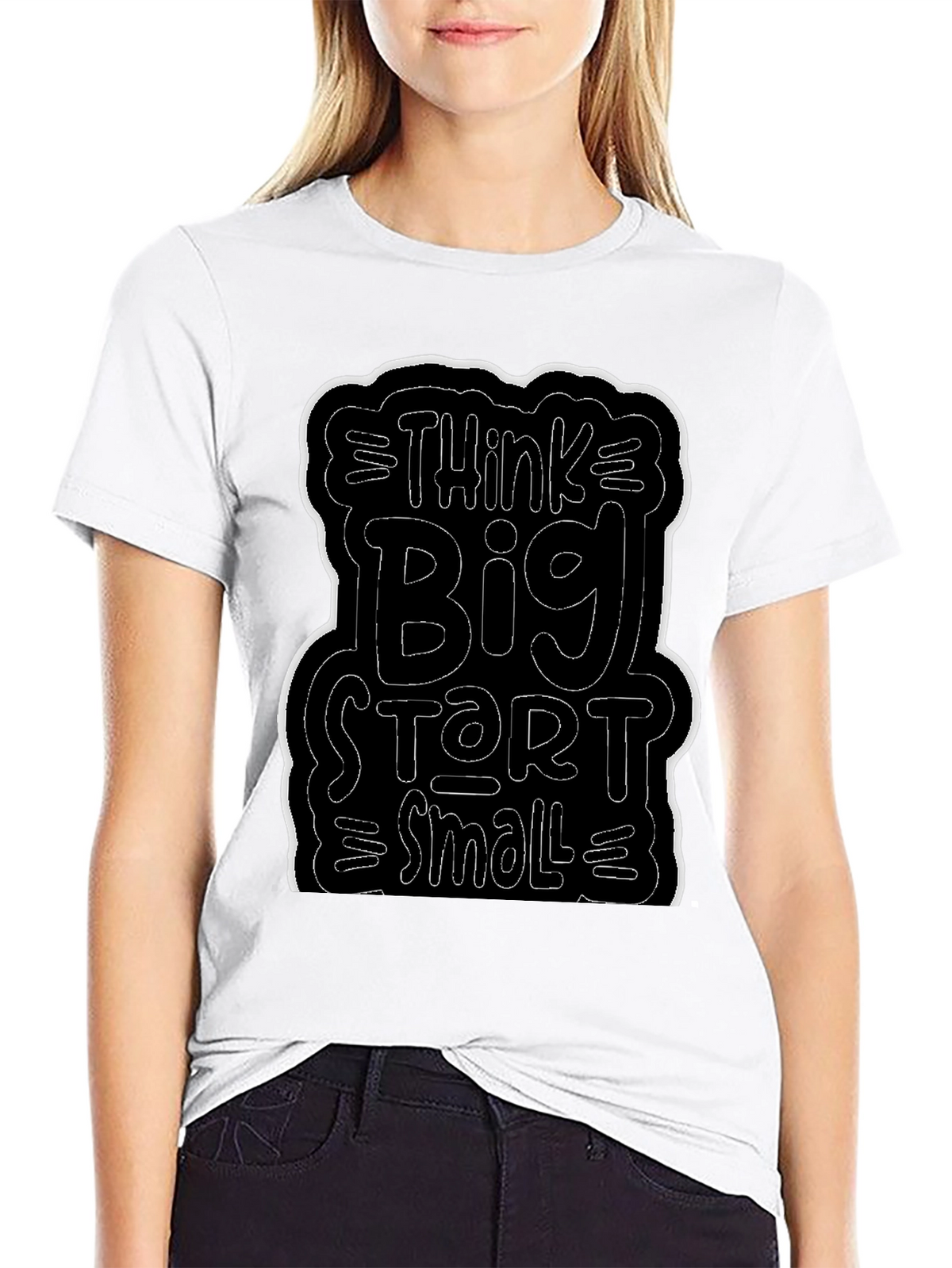 Think Big Start Small Black Graphic Tee