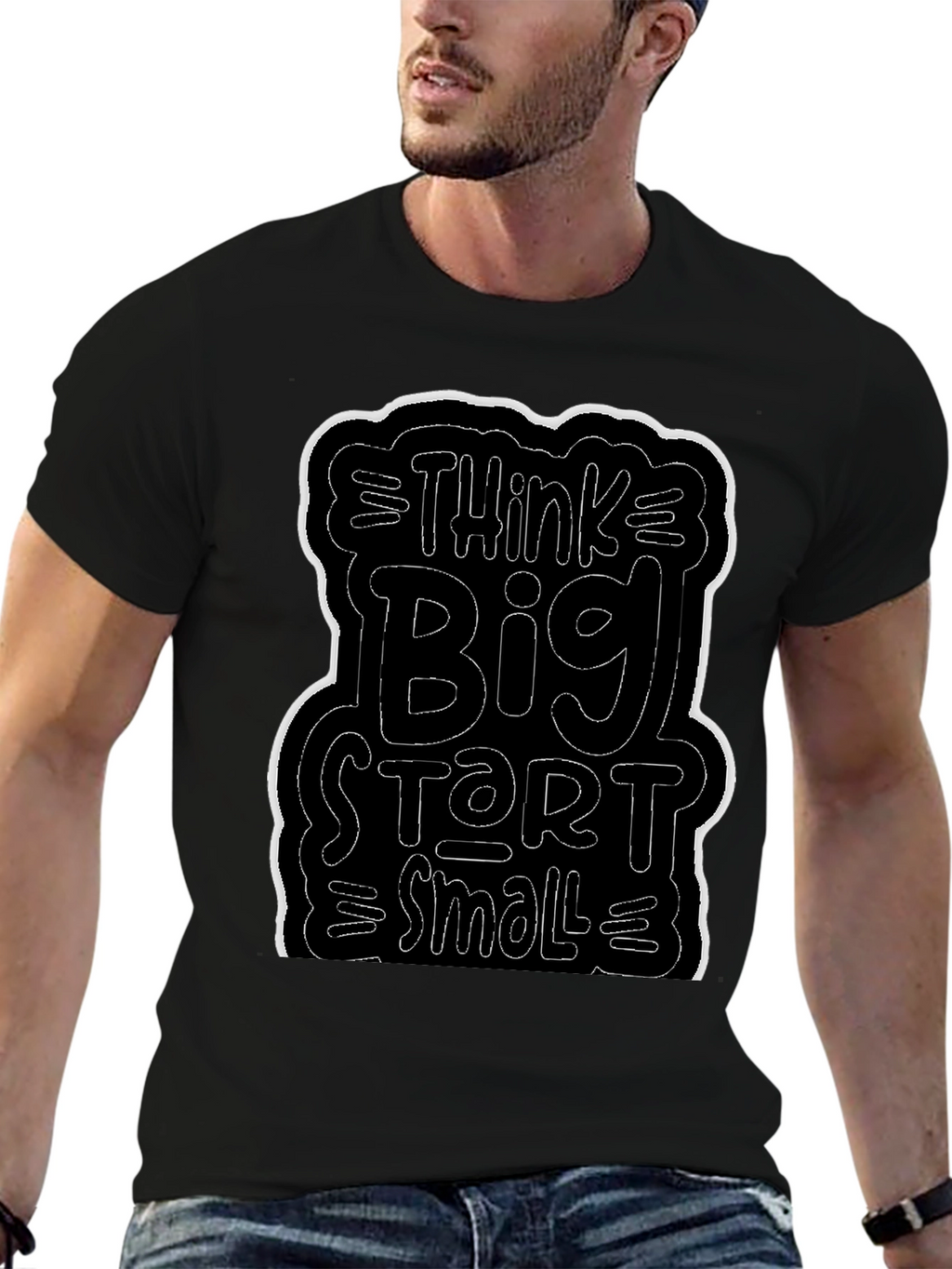 Think Big Start Small Black Graphic Tee