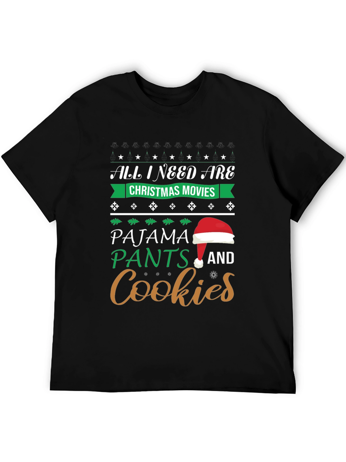 Christmas Movies Pajama Pants Cookies Graphic T-Shirt