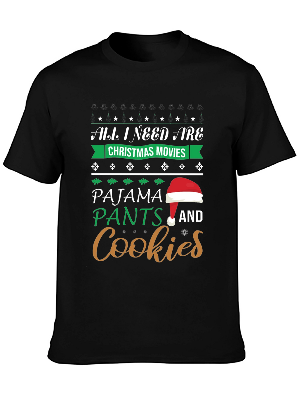 Christmas Movies Pajama Pants Cookies Graphic T-Shirt