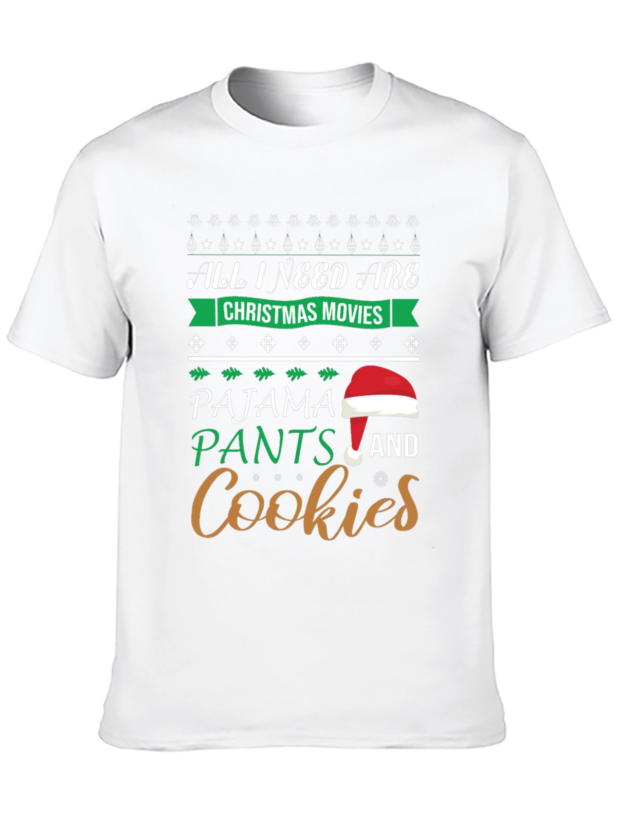 Christmas Movies Pajama Pants Cookies Graphic T-Shirt