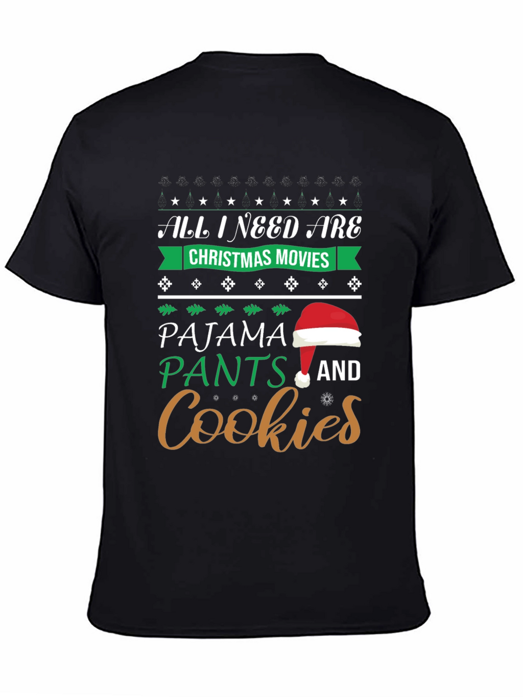 Christmas Movies Pajama Pants Cookies Graphic T-Shirt