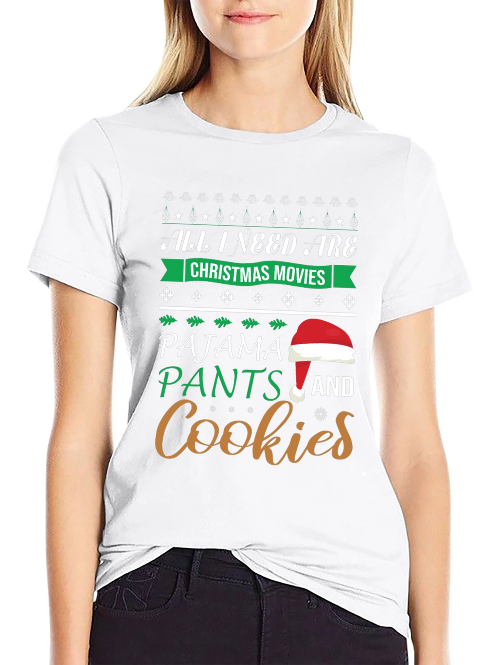 Christmas Movies Pajama Pants Cookies Graphic T-Shirt