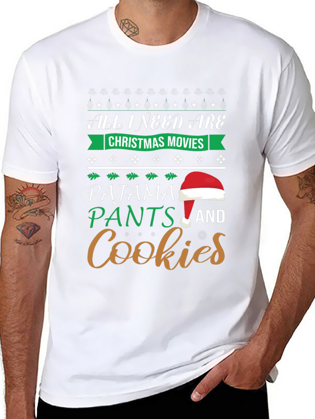 Christmas Movies Pajama Pants Cookies Graphic T-Shirt
