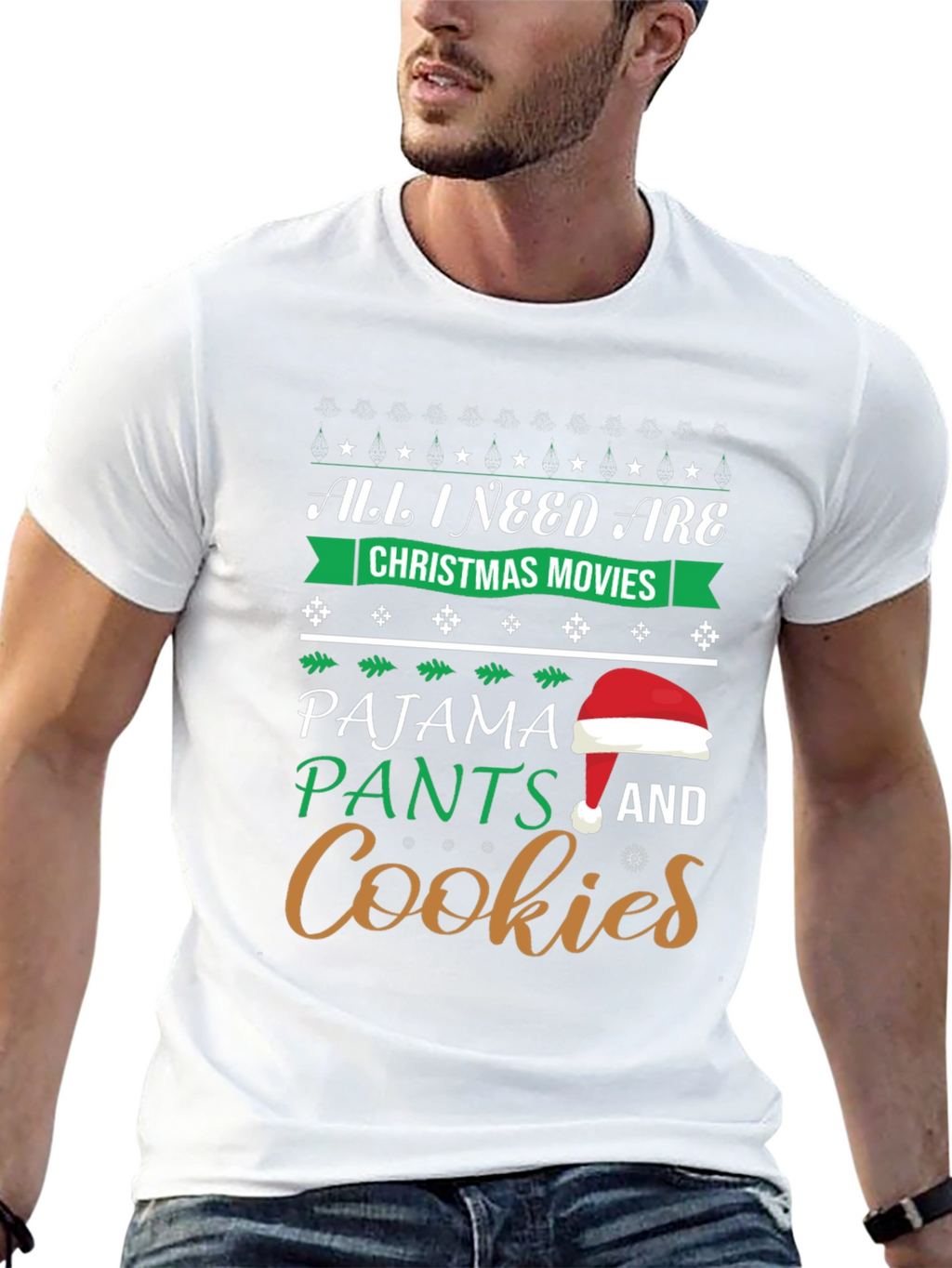 Christmas Movies Pajama Pants Cookies Graphic T-Shirt