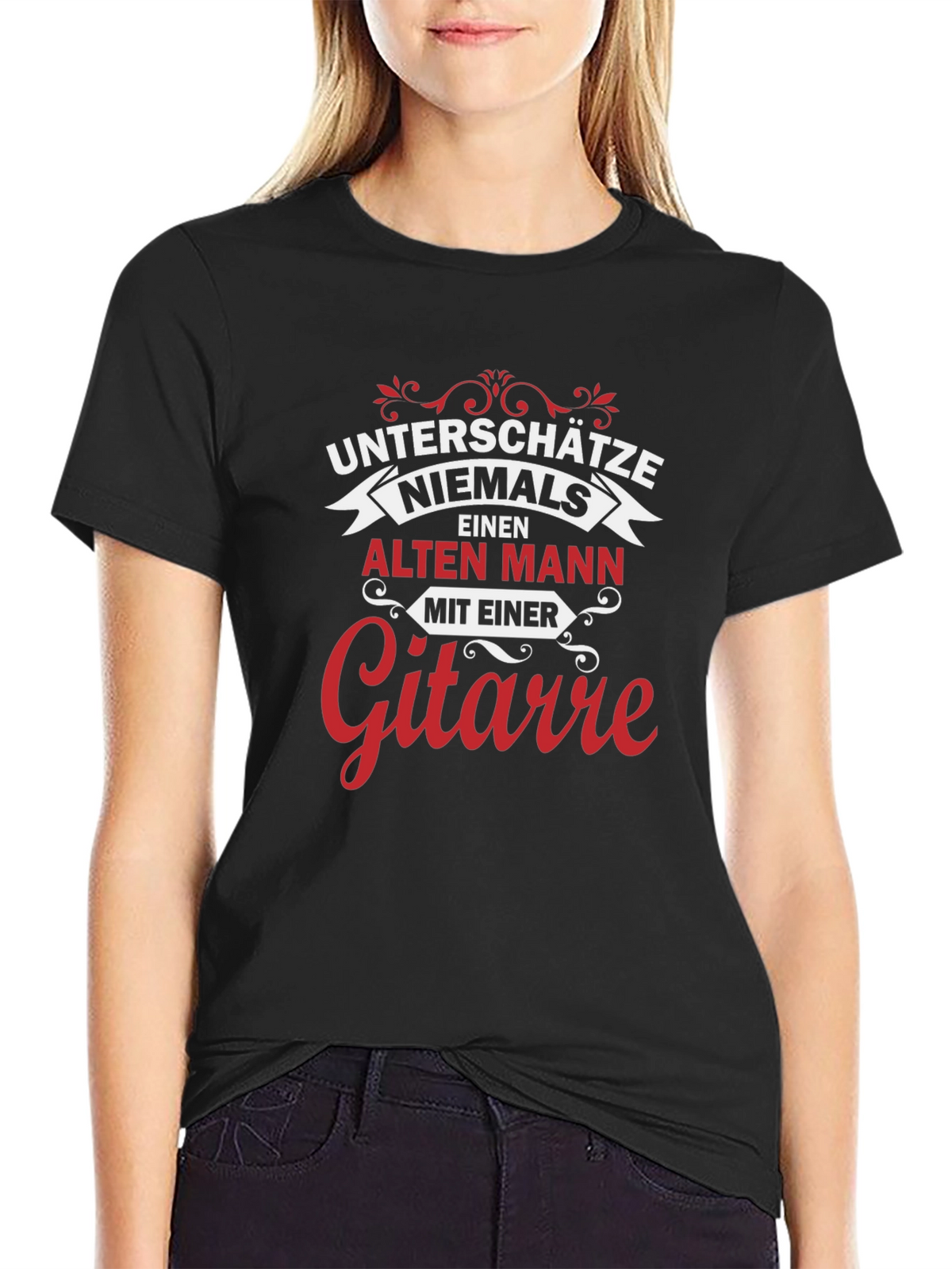 Never Underestimate Old Man Guitarist Graphic Tee