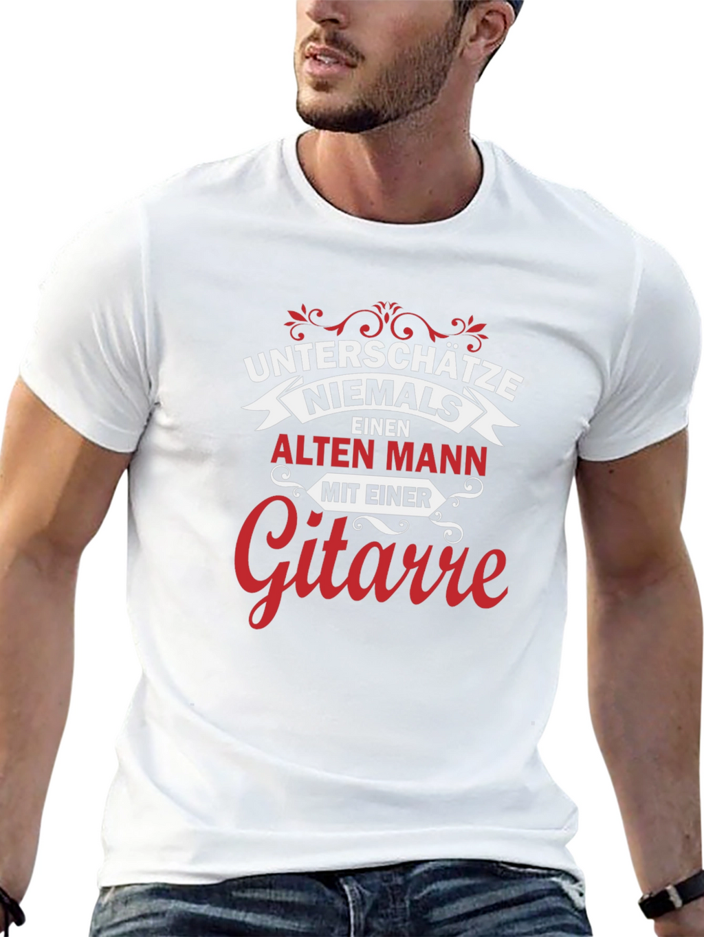Never Underestimate Old Man Guitarist Graphic Tee