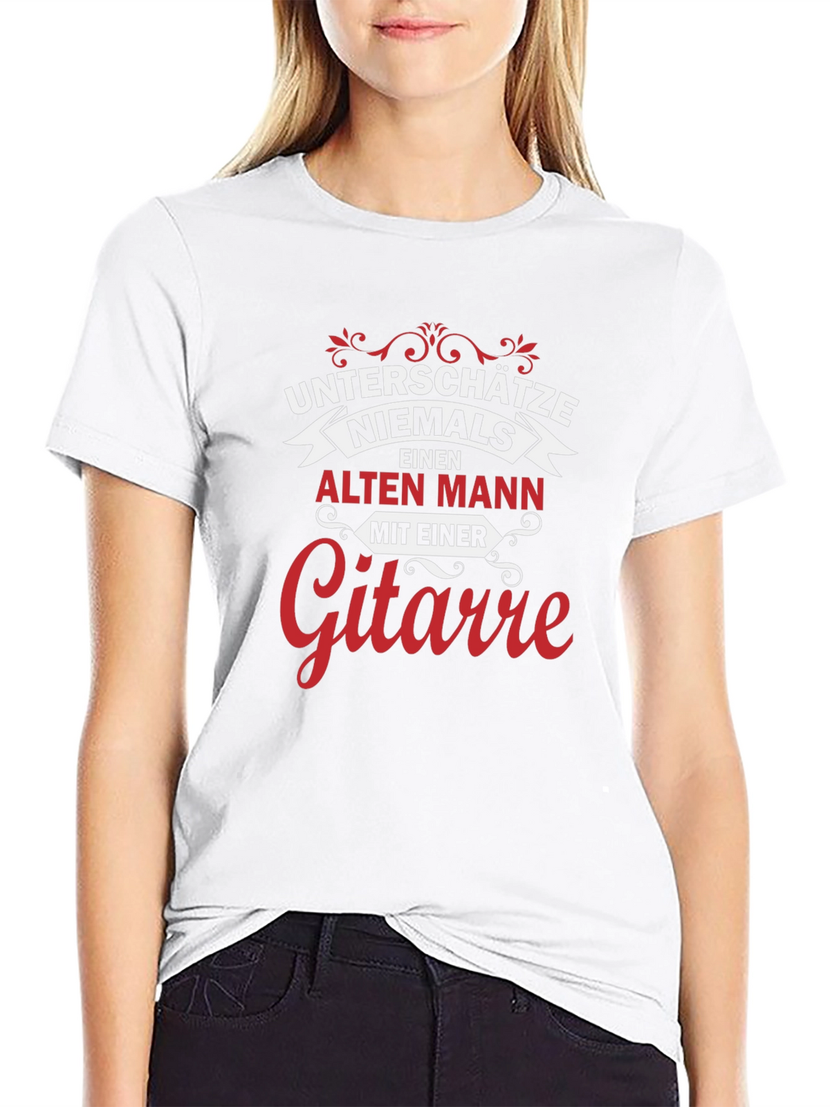 Never Underestimate Old Man Guitarist Graphic Tee