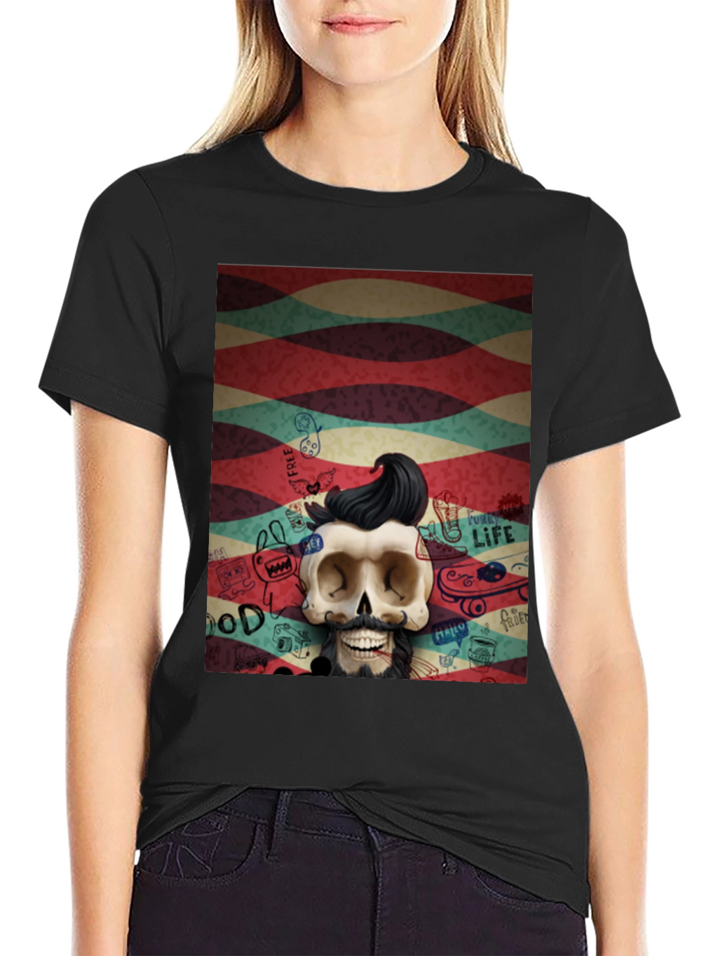 Hipster Skull Graphic Tee - Unique Art Design
