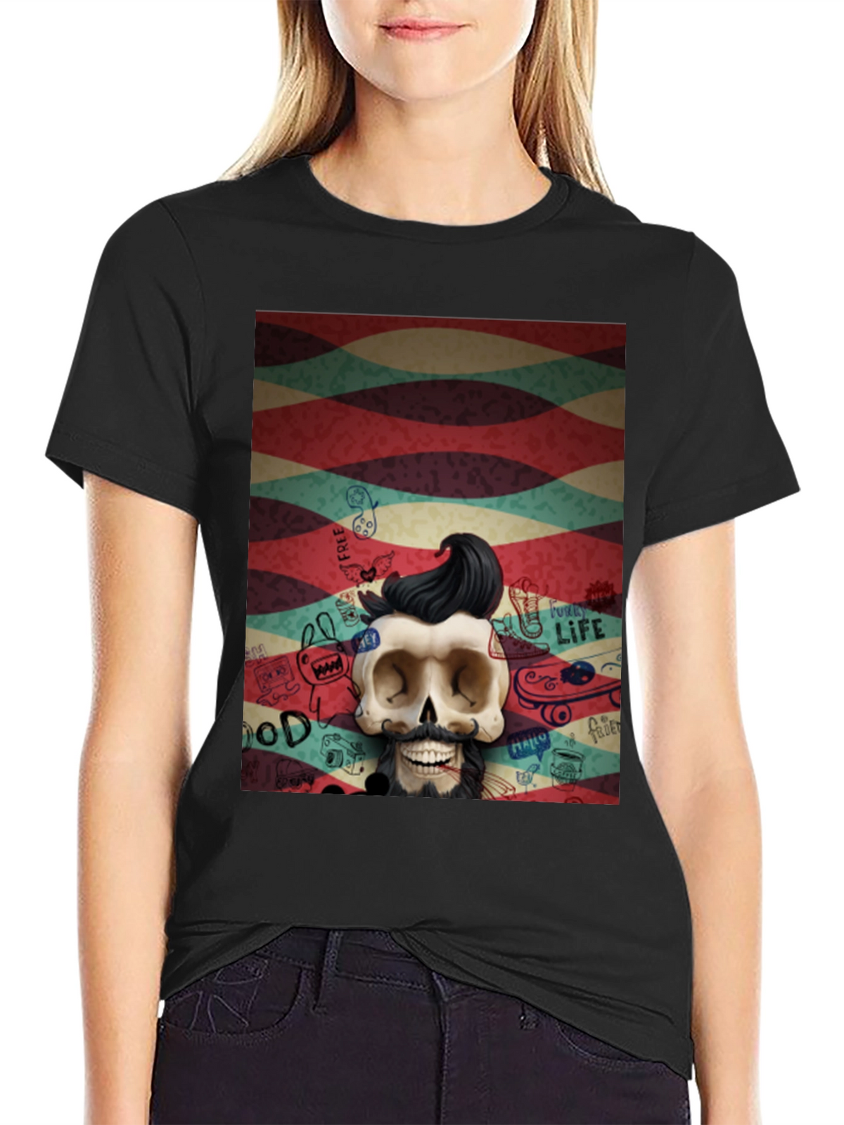 Hipster Skull Graphic Tee - Unique Art Design