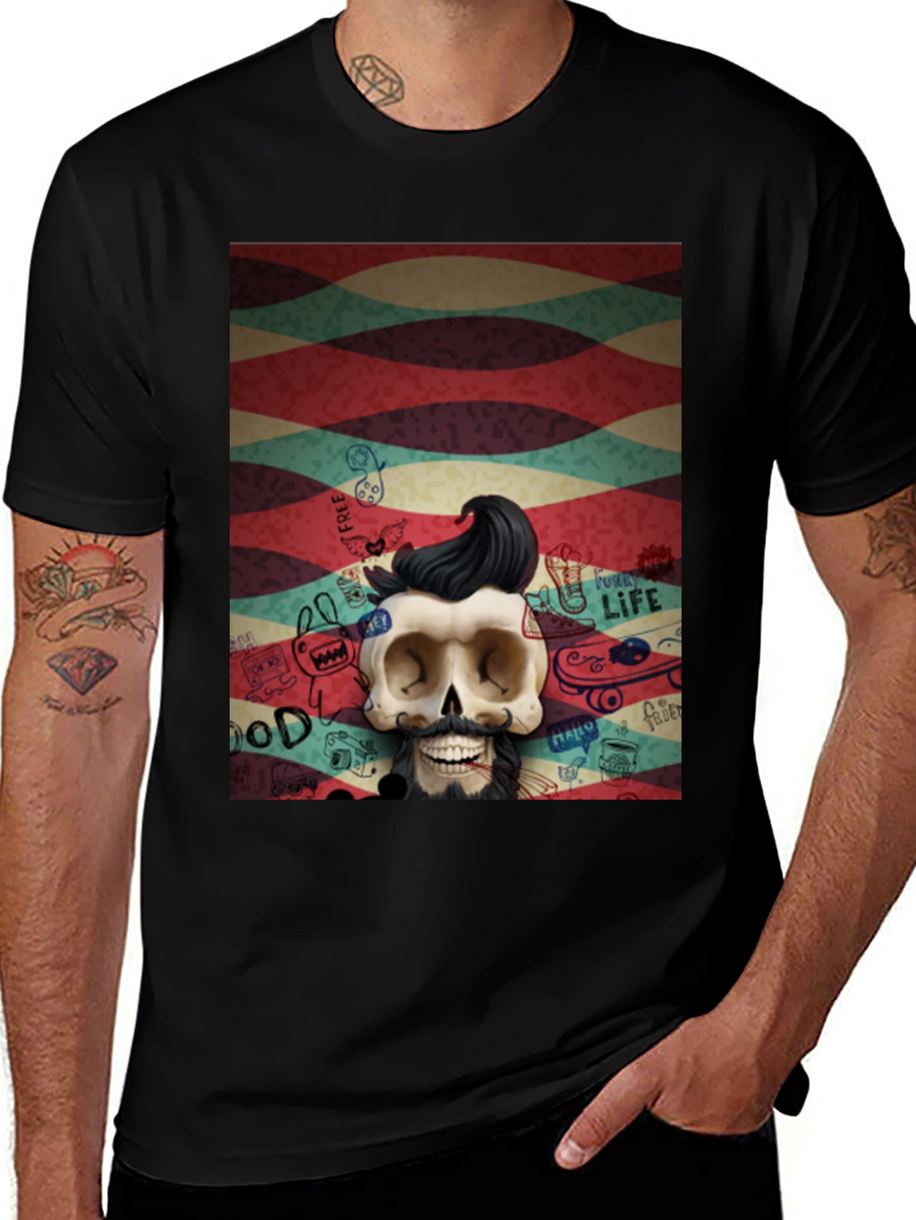 Hipster Skull Graphic Tee - Unique Art Design