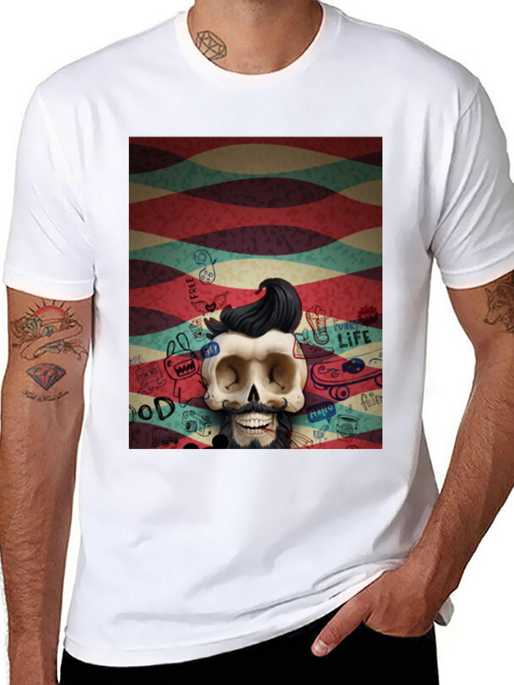 Hipster Skull Graphic Tee - Unique Art Design