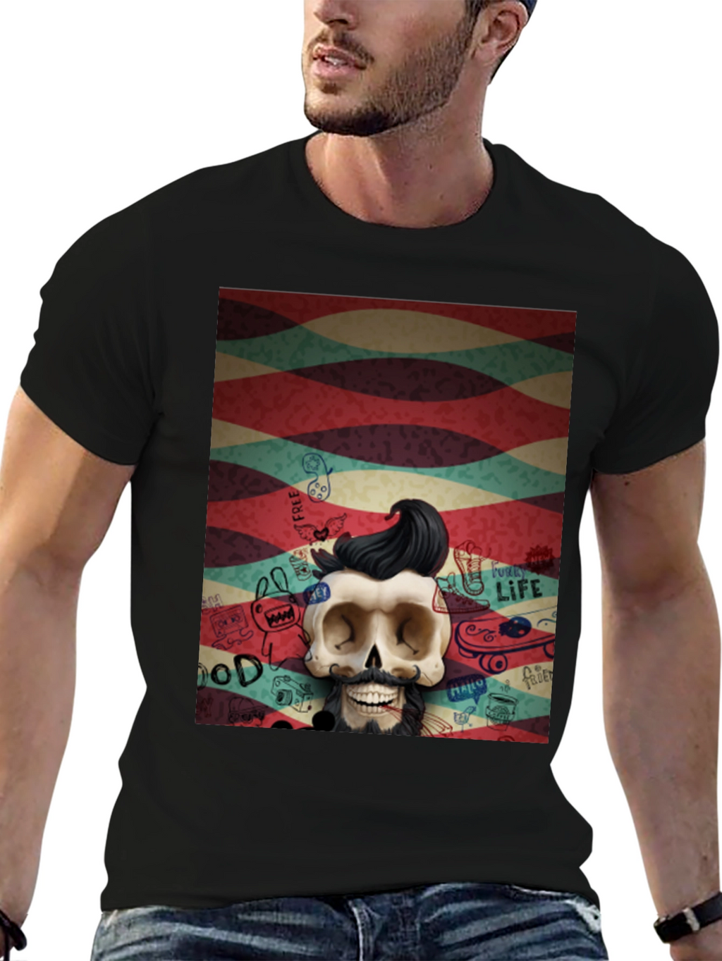 Hipster Skull Graphic Tee - Unique Art Design