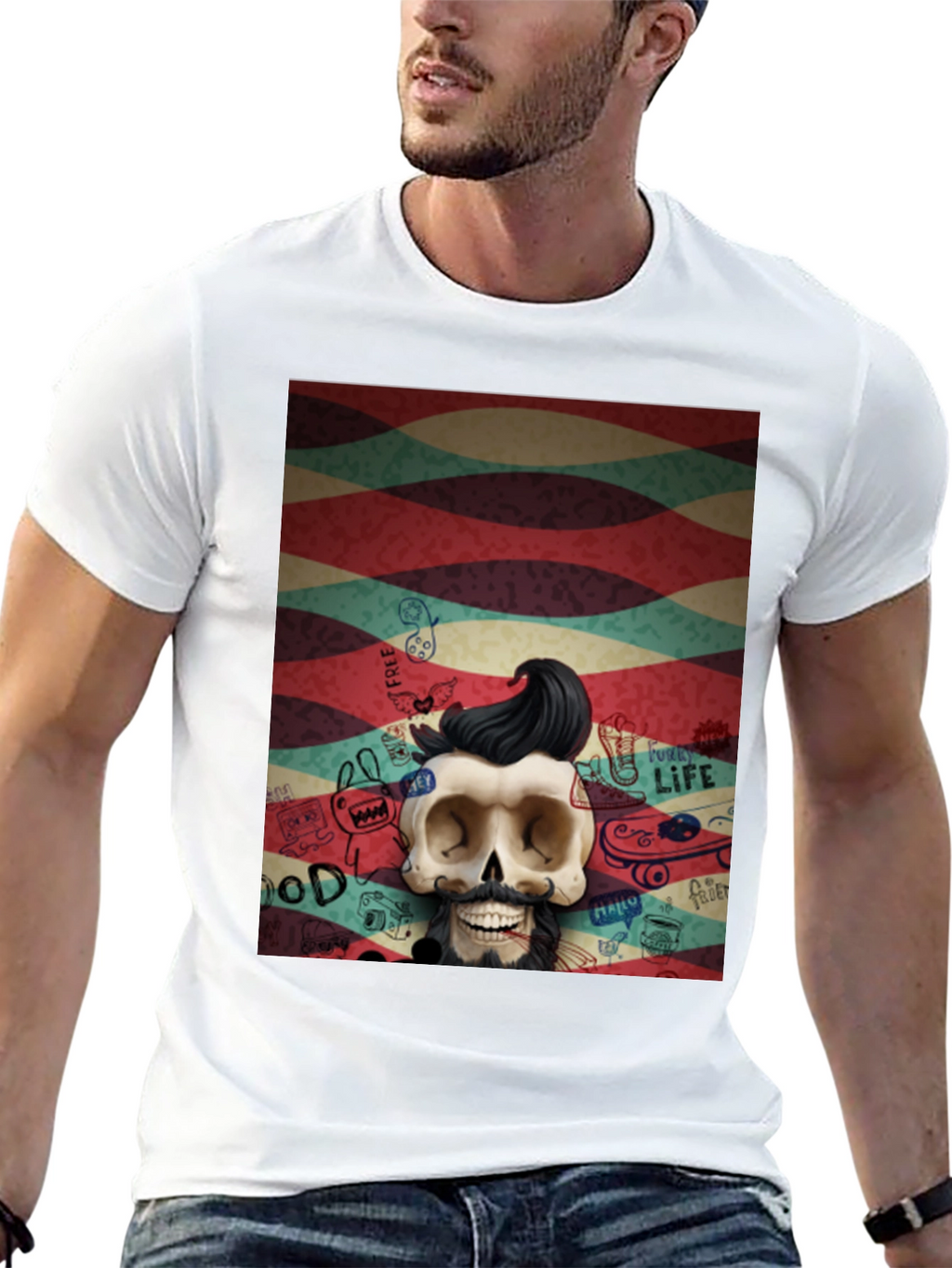 Hipster Skull Graphic Tee - Unique Art Design