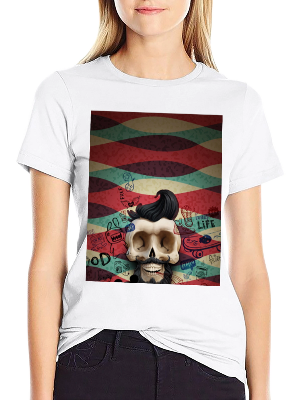Hipster Skull Graphic Tee - Unique Art Design
