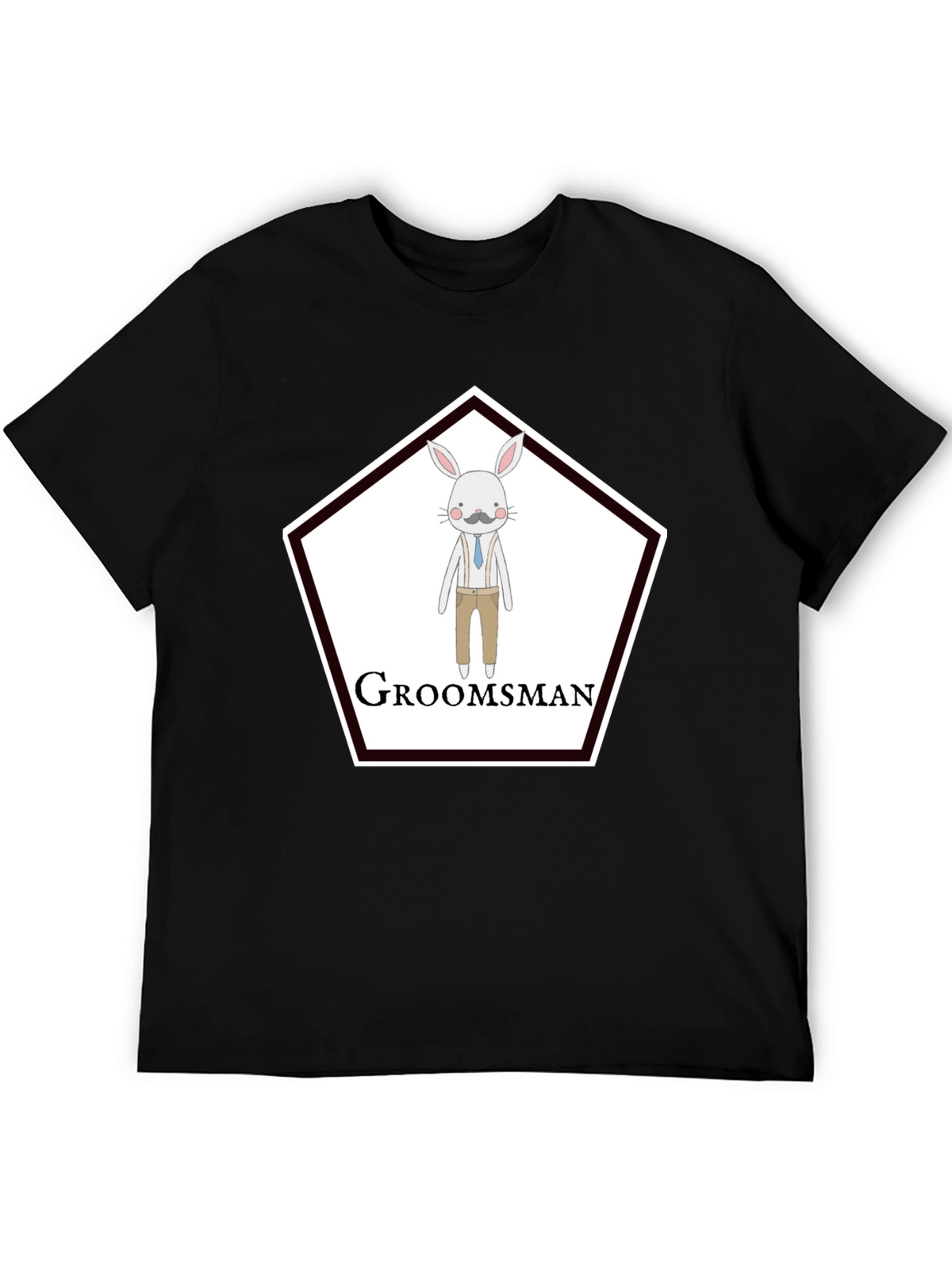 Groomsman Rabbit Graphic T-Shirt - Black Crew Neck