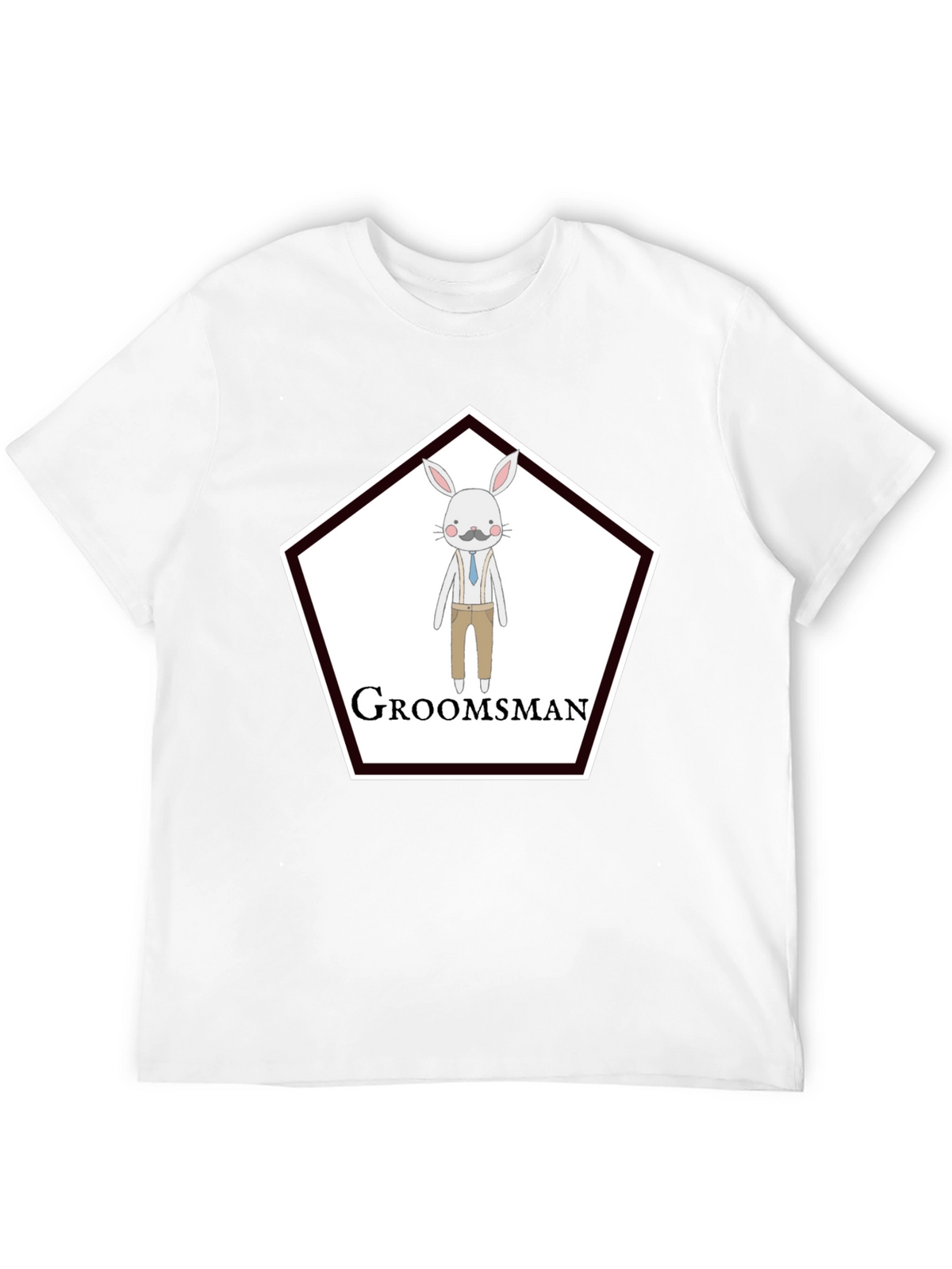 Groomsman Rabbit Graphic T-Shirt - Black Crew Neck