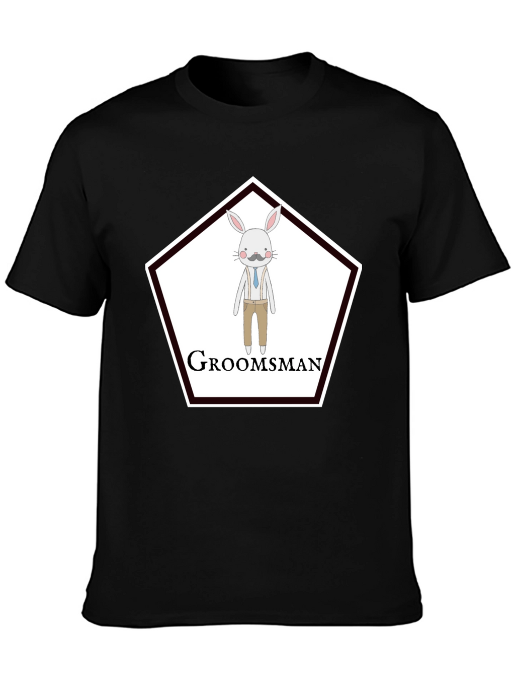 Groomsman Rabbit Graphic T-Shirt - Black Crew Neck
