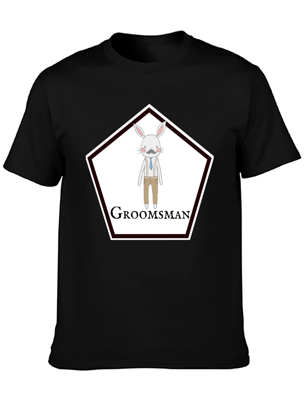 Groomsman Rabbit Graphic T-Shirt - Black Crew Neck