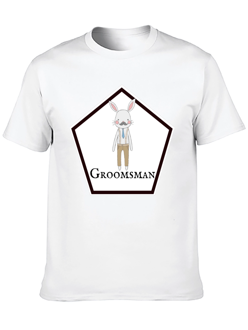 Groomsman Rabbit Graphic T-Shirt - Black Crew Neck