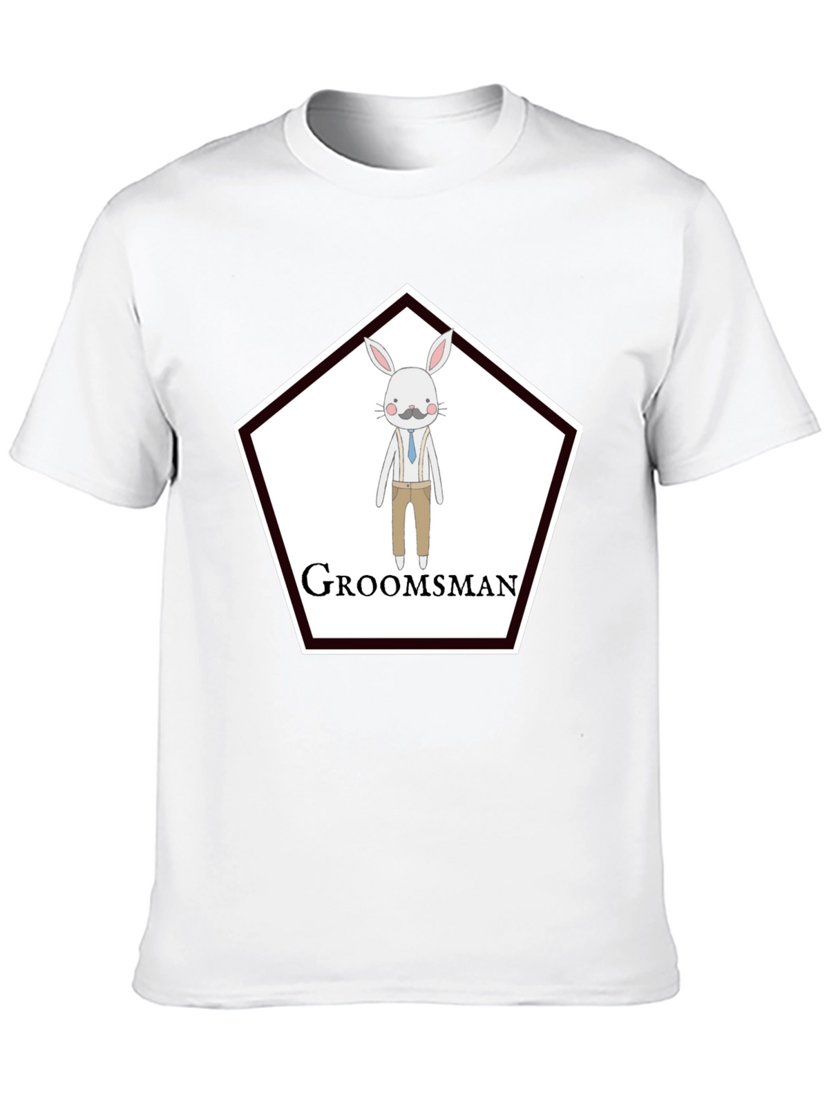 Groomsman Rabbit Graphic T-Shirt - Black Crew Neck