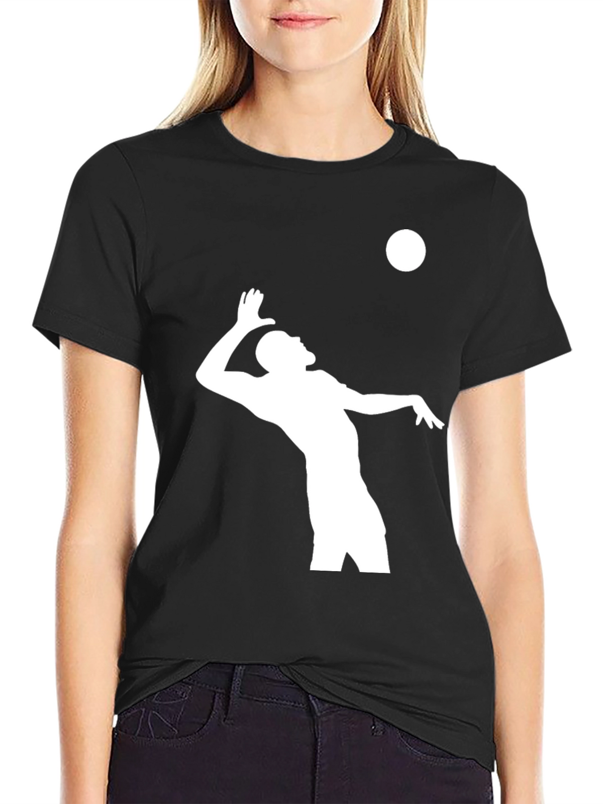 Volleyball Player Graphic T-Shirt - Black