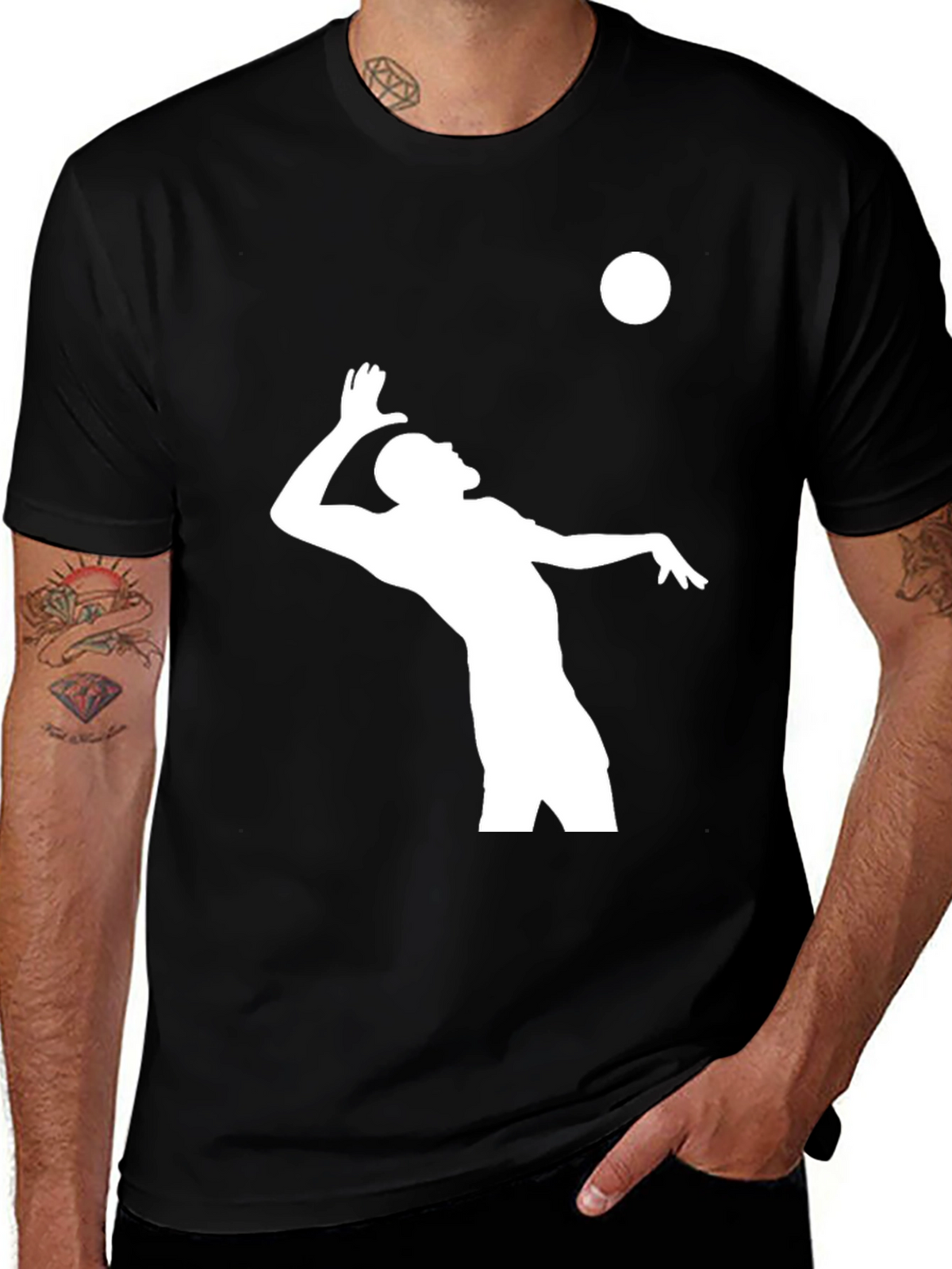 Volleyball Player Graphic T-Shirt - Black