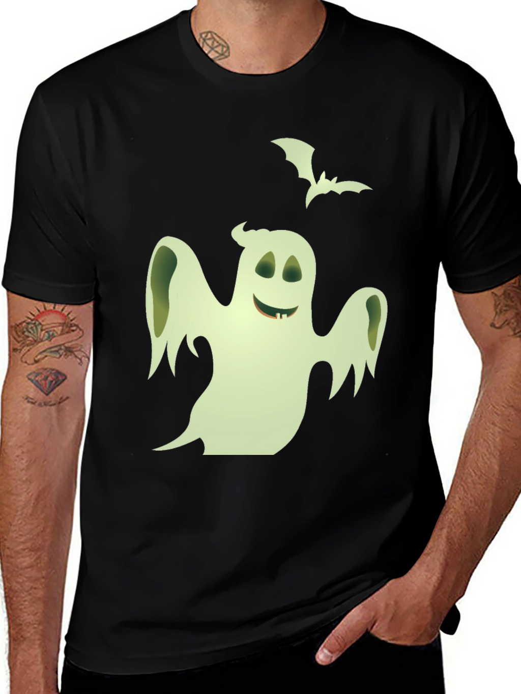 Spooky Ghost Graphic T-Shirt - Halloween Fun