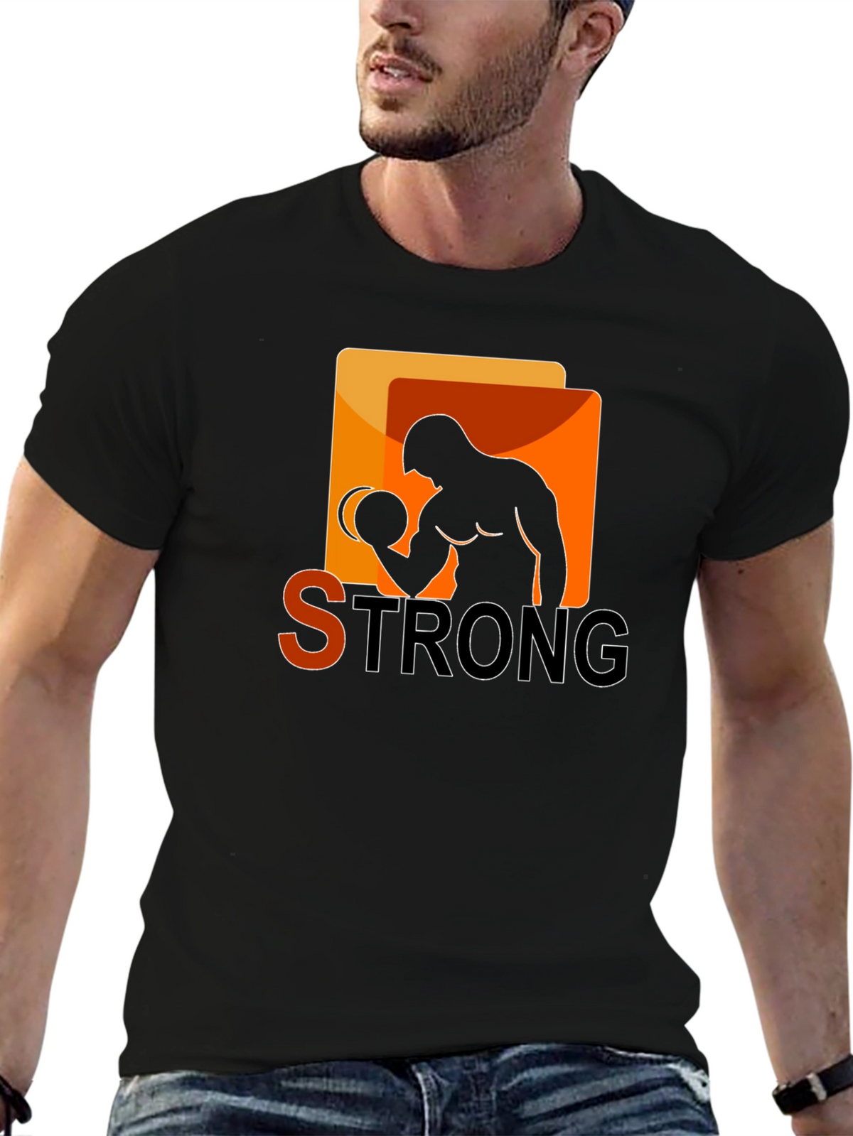 Strong Graphic T-Shirt - Bodybuilder Design