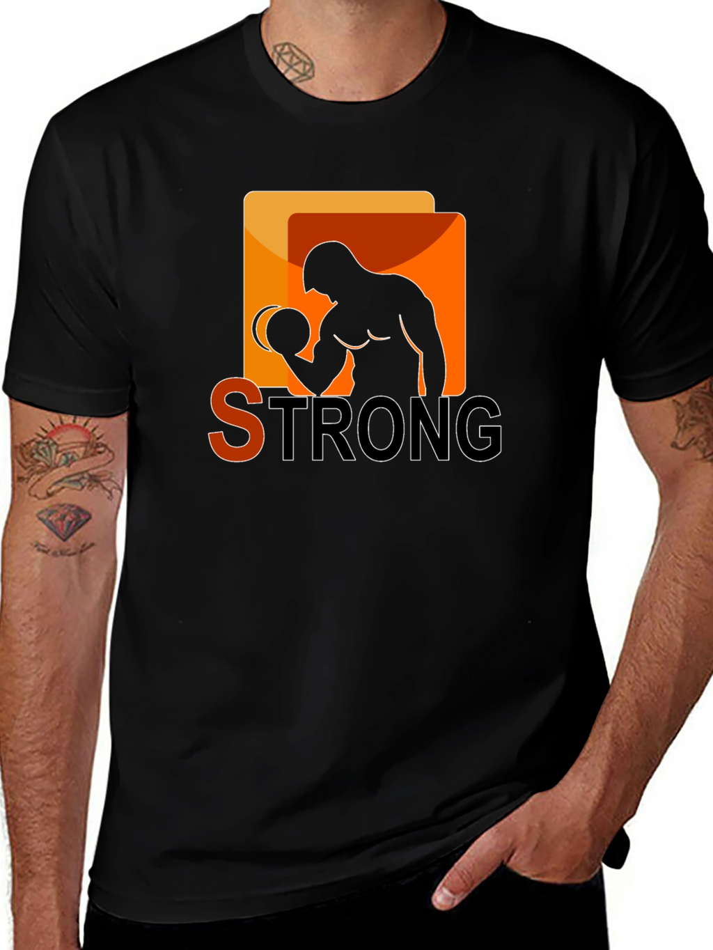 Strong Graphic T-Shirt - Bodybuilder Design